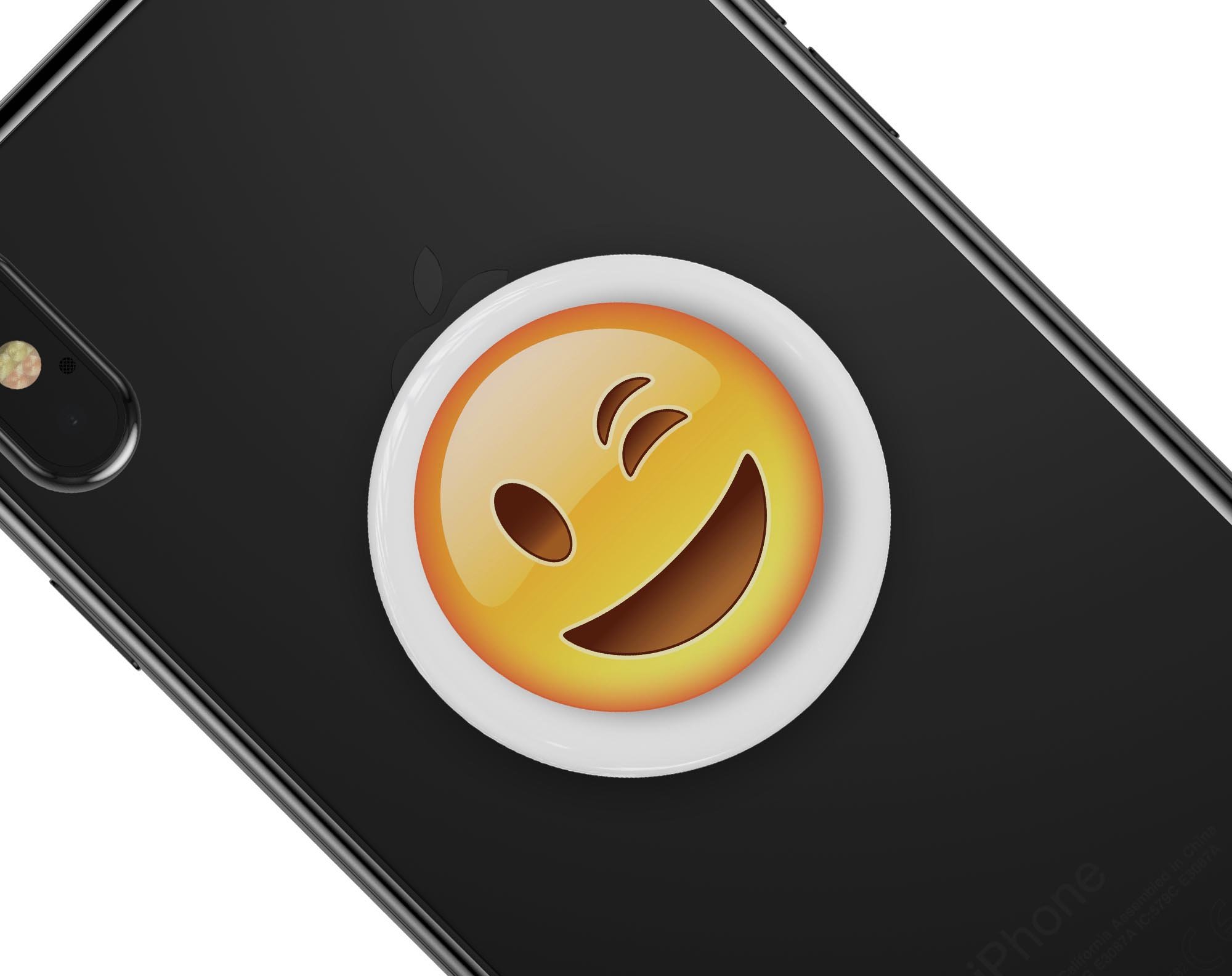 Wink Emoticon Emoji Skin Kit for PopSockets, featuring a vibrant design on premium vinyl.