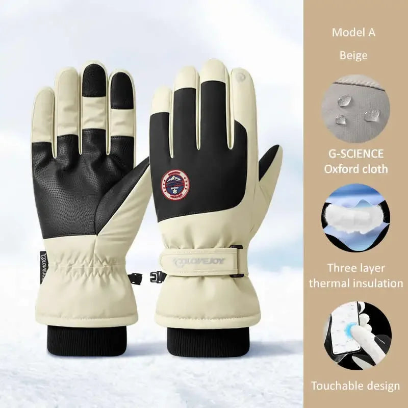 A pair of winter waterproof cycling gloves designed for sports, featuring a touch screen compatible design and non-slip grip.