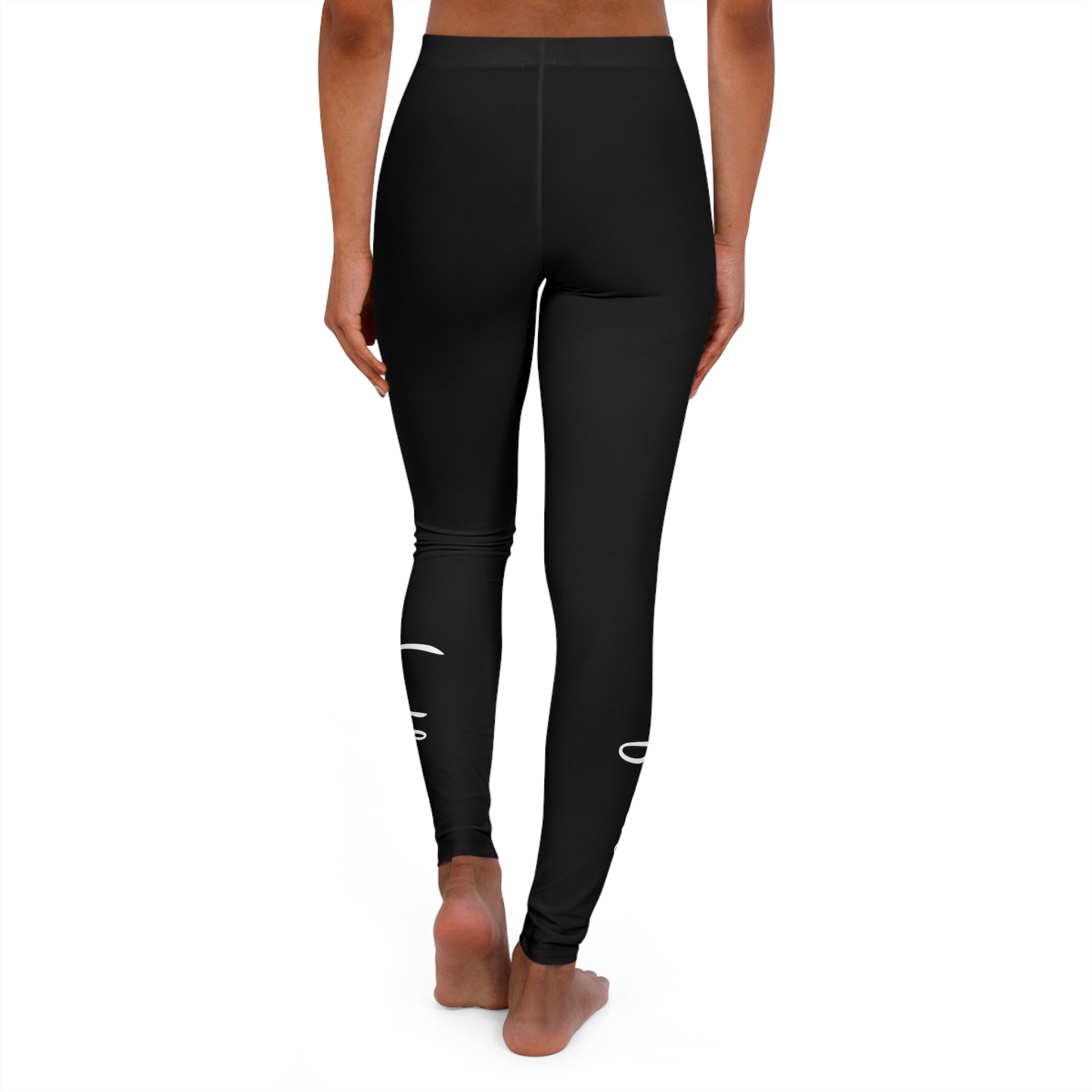 Womens black fitness leggings featuring Faith Christian inspiration, designed for comfort and style during workouts.