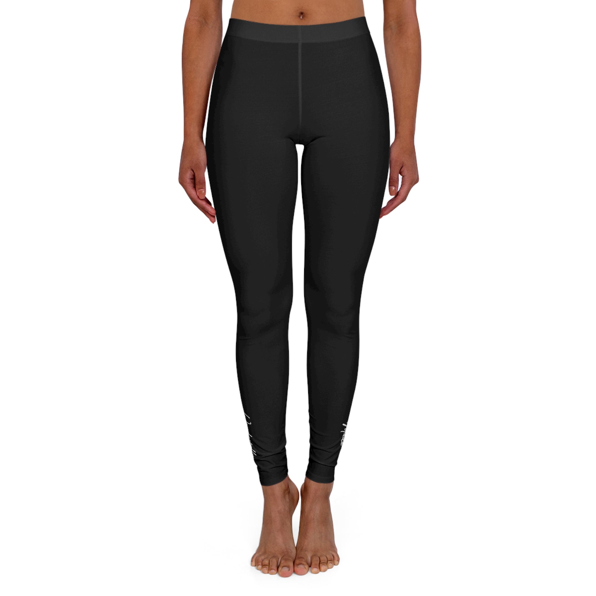 Womens Black Fitness Leggings featuring a slim fit and high-waist design, perfect for workouts and casual wear.