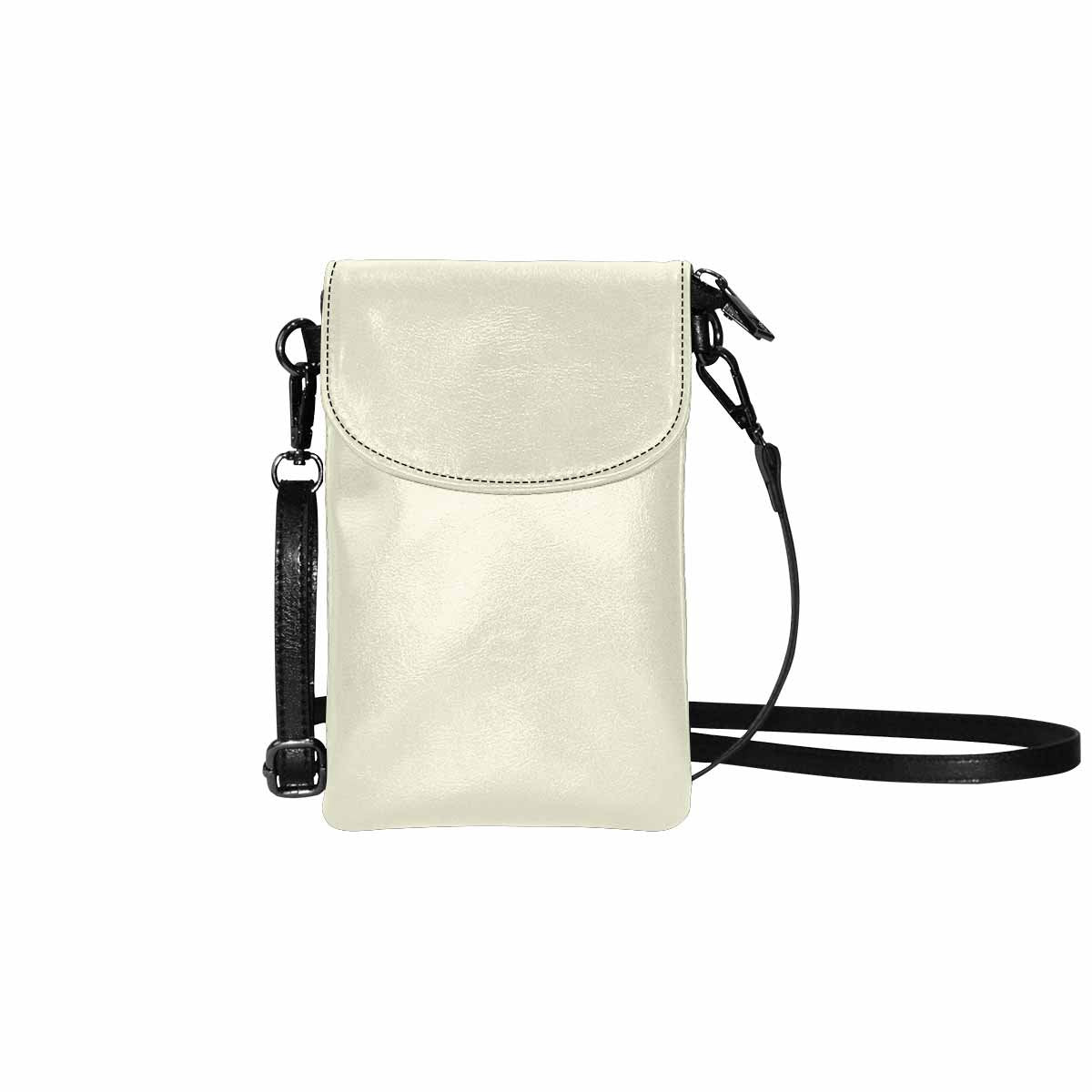 Beige Womens Cell Phone Purse made of microfiber leather with adjustable strap and multiple compartments.