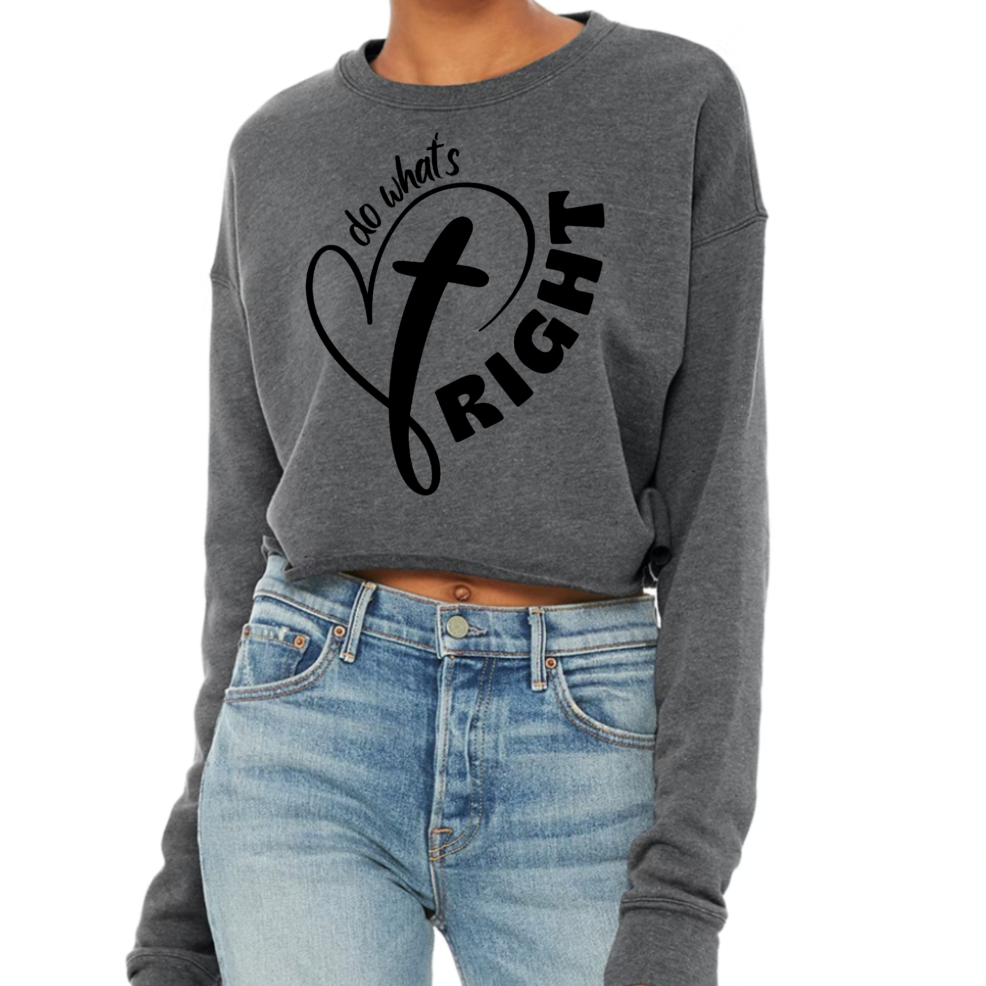 Women's Cropped Graphic Sweatshirt in soft fleece material, featuring a relaxed fit and stylish graphic design.