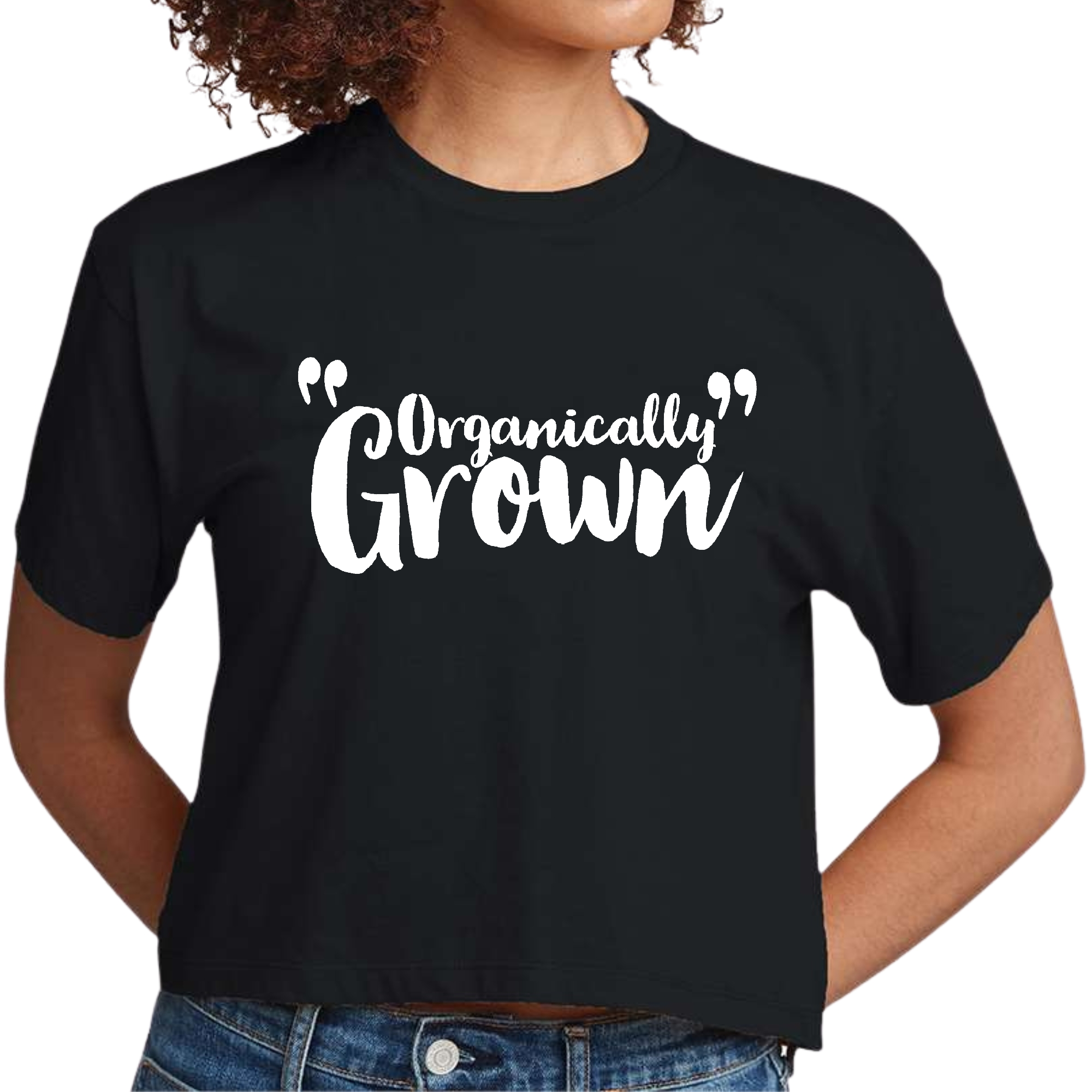 Women's Cropped Graphic T-shirt in soft preshrunk cotton featuring an inspirational affirmation graphic, perfect for casual wear.