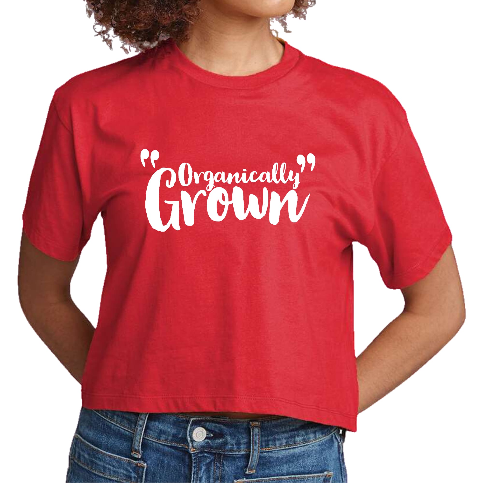 Women's Cropped Graphic T-shirt in soft preshrunk cotton featuring an inspirational affirmation graphic, perfect for casual wear.