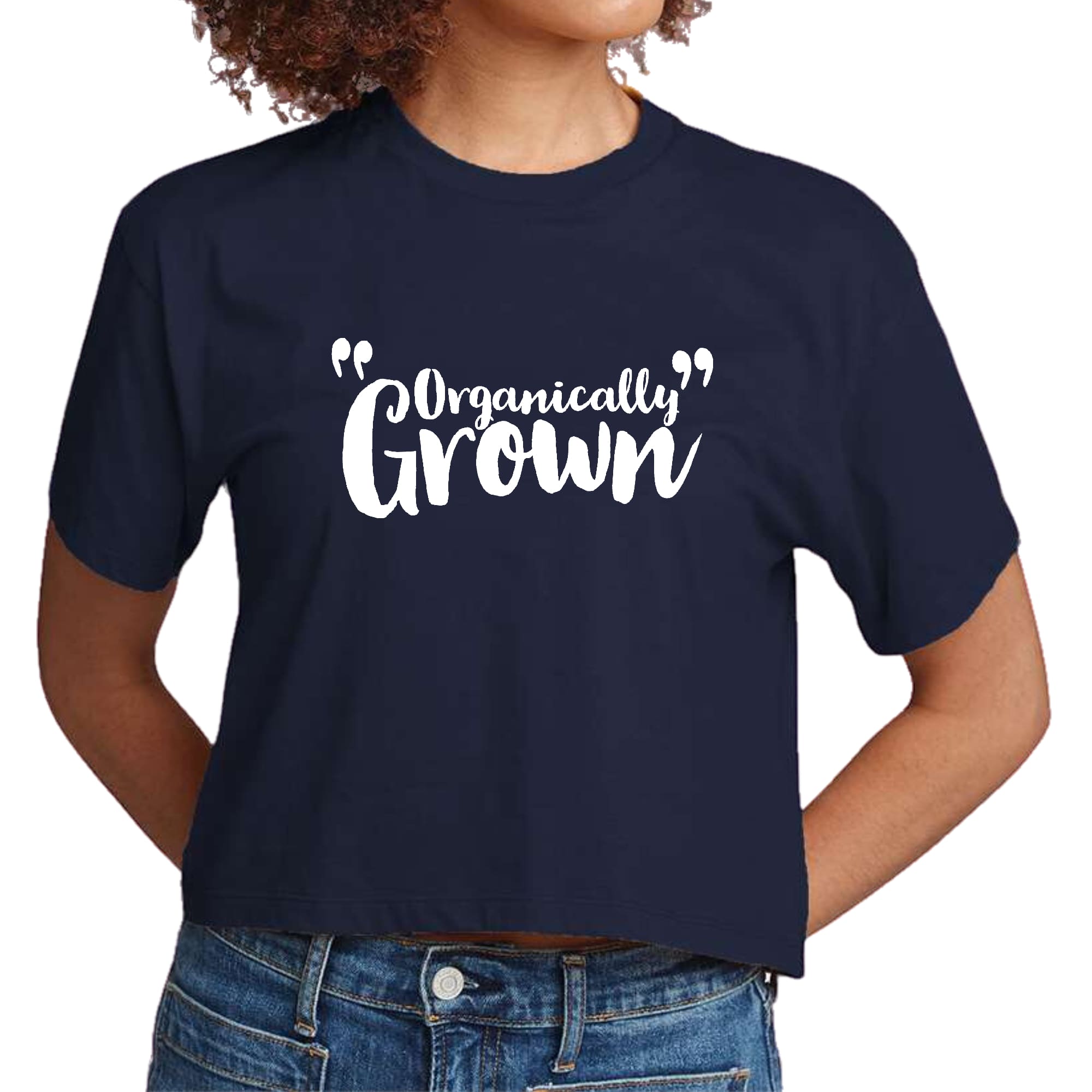 Women's Cropped Graphic T-shirt in soft preshrunk cotton featuring an inspirational affirmation graphic, perfect for casual wear.