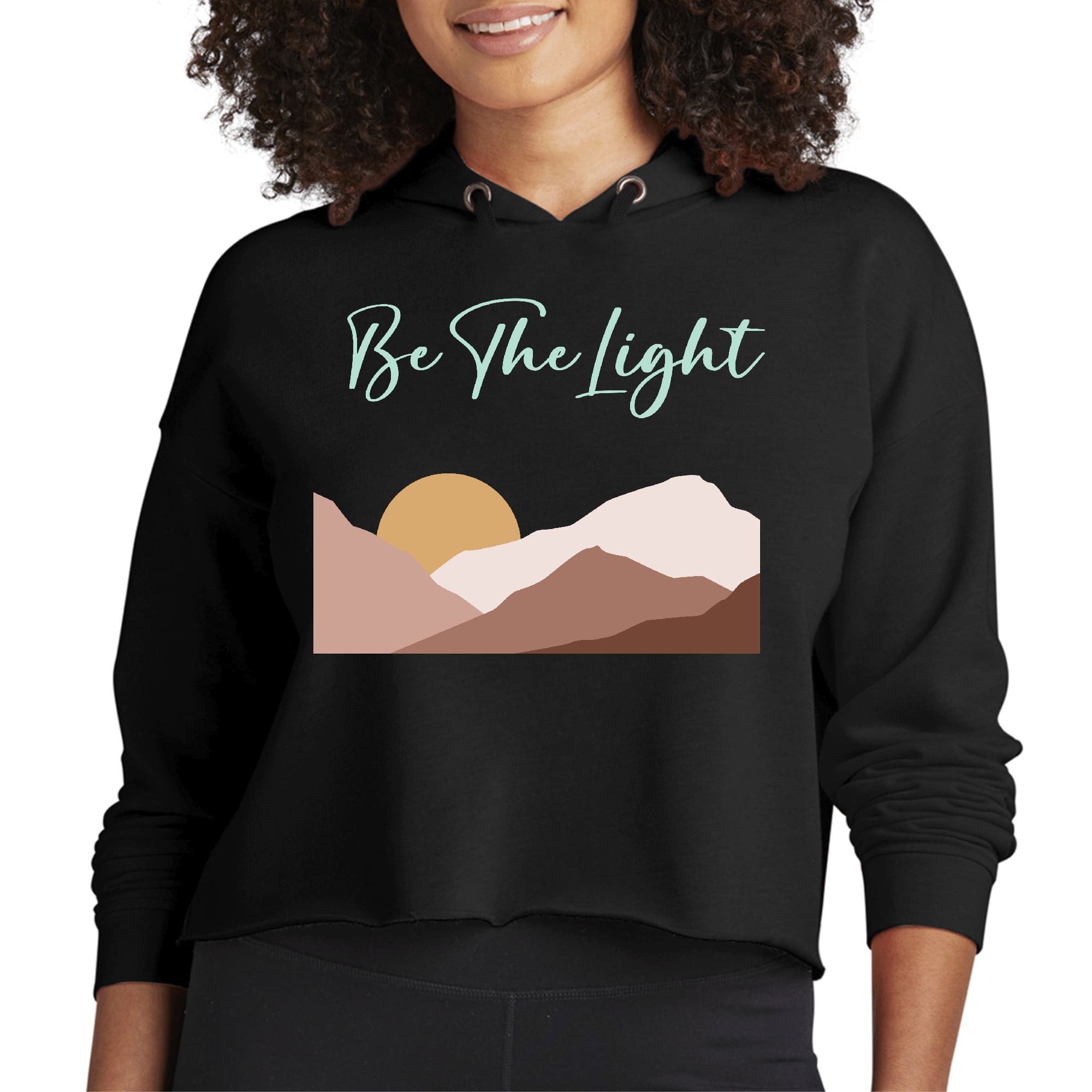 Women's Cropped Hoodie in soft fabric featuring 'Say it Soul, be the Light' design, perfect for casual wear and expressing faith.