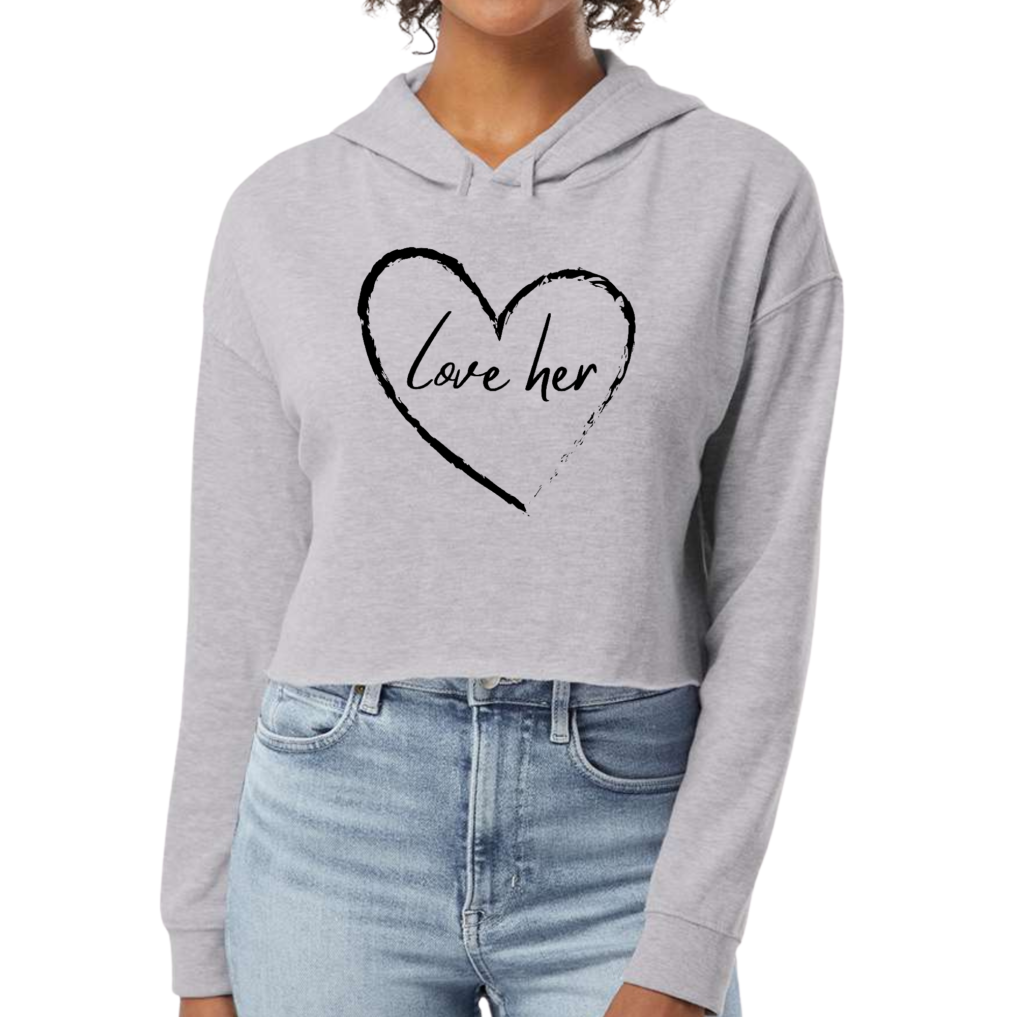 Womens Cropped Hoodie Say it Soul Love Her in various colors, showcasing its stylish design and comfortable fabric.