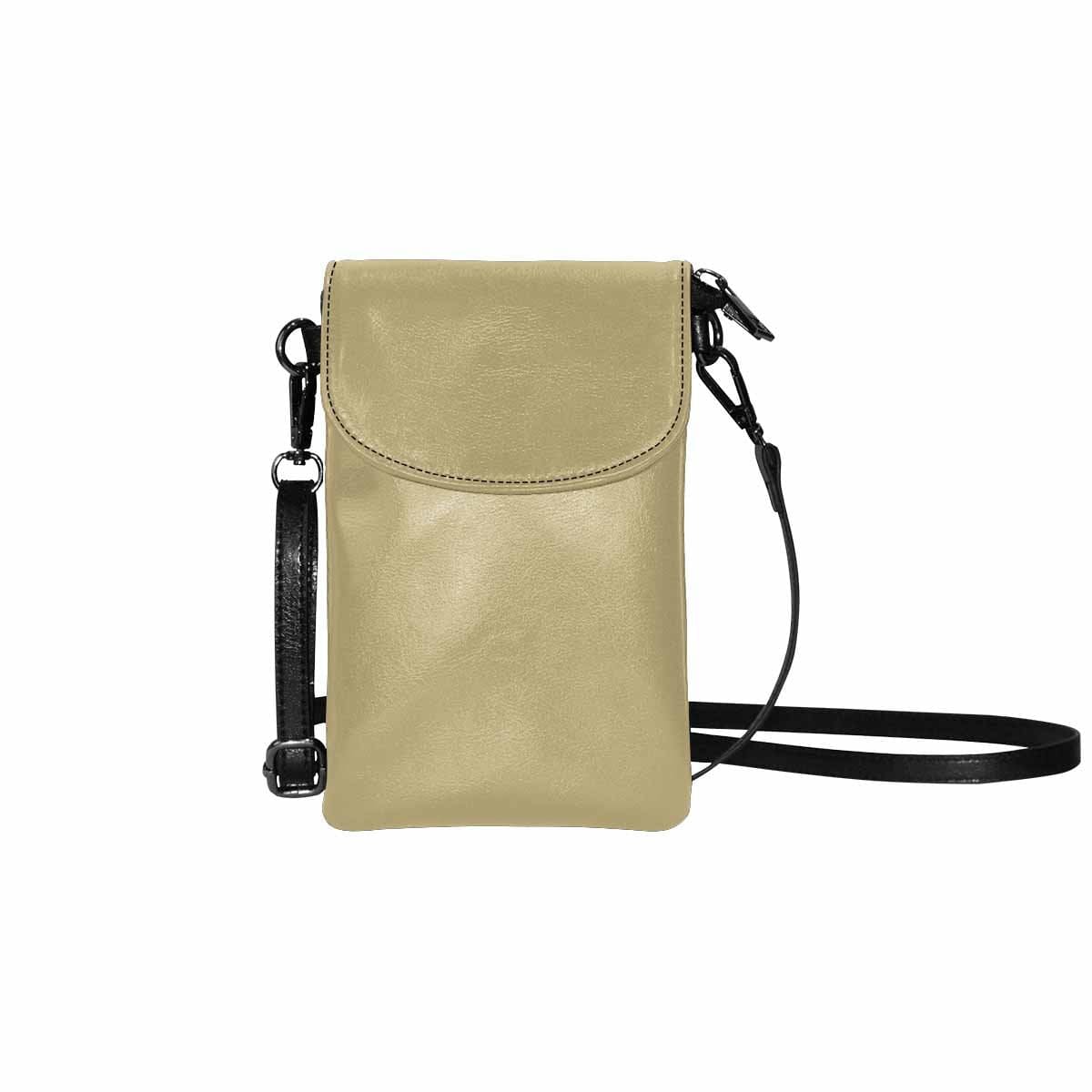 Womens Crossbody Bag in Sand Dollar Brown, made of PU leather with adjustable strap and zippered pockets.