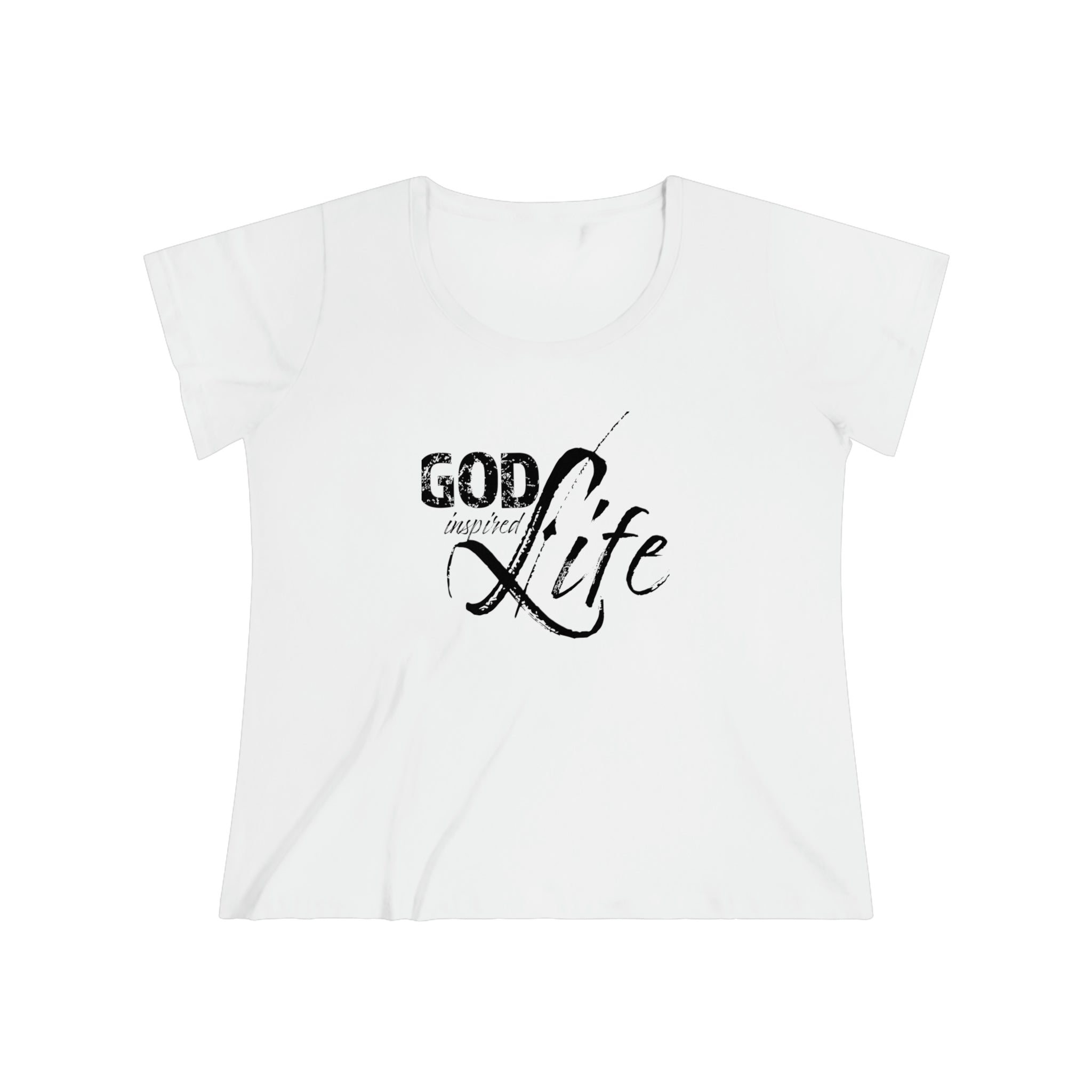 Women's Curvy Plus Size T-Shirt in soft cotton featuring an inspirational God-inspired quote, perfect for casual wear.