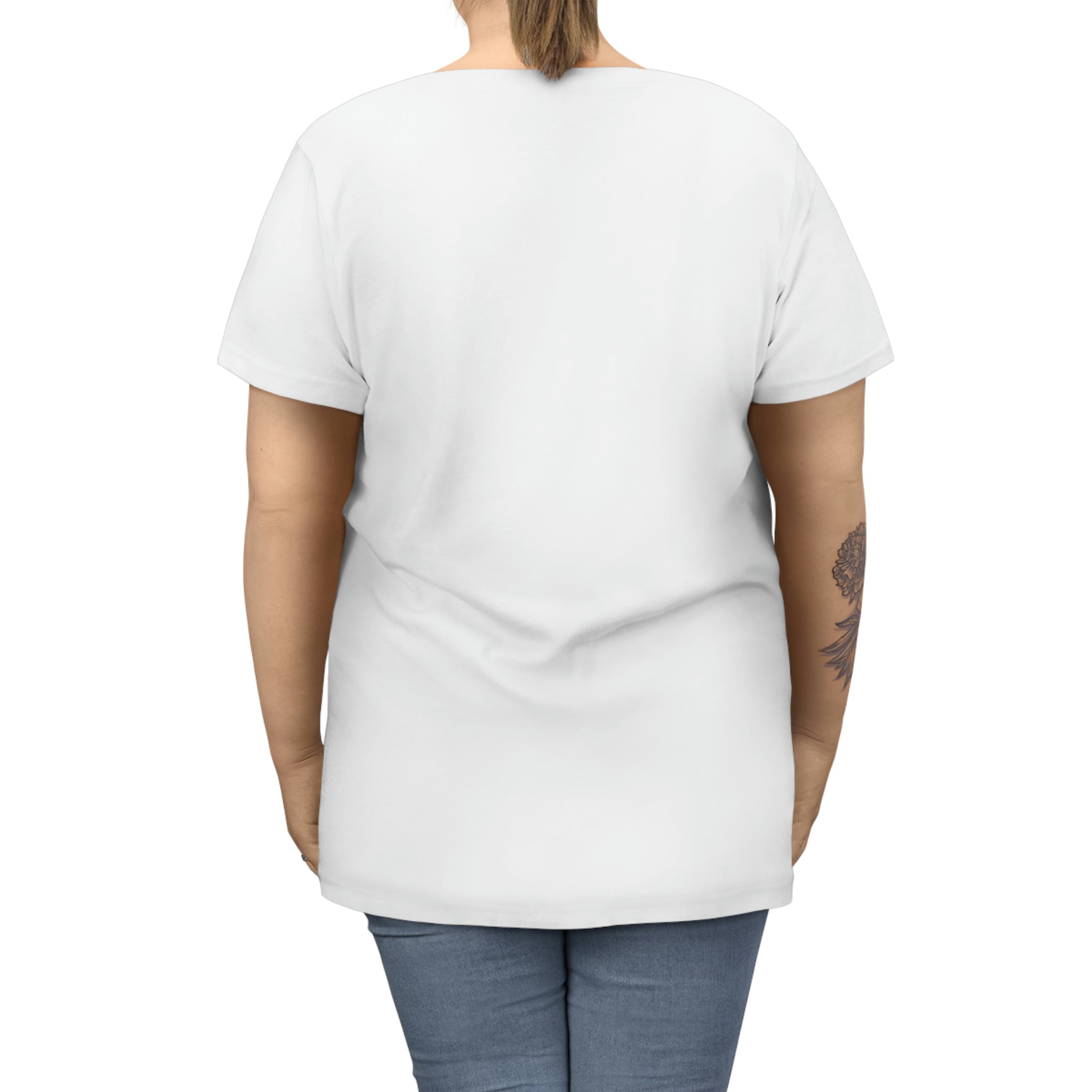 Women's Curvy Plus Size T-Shirt in soft cotton featuring an inspirational God-inspired quote, perfect for casual wear.