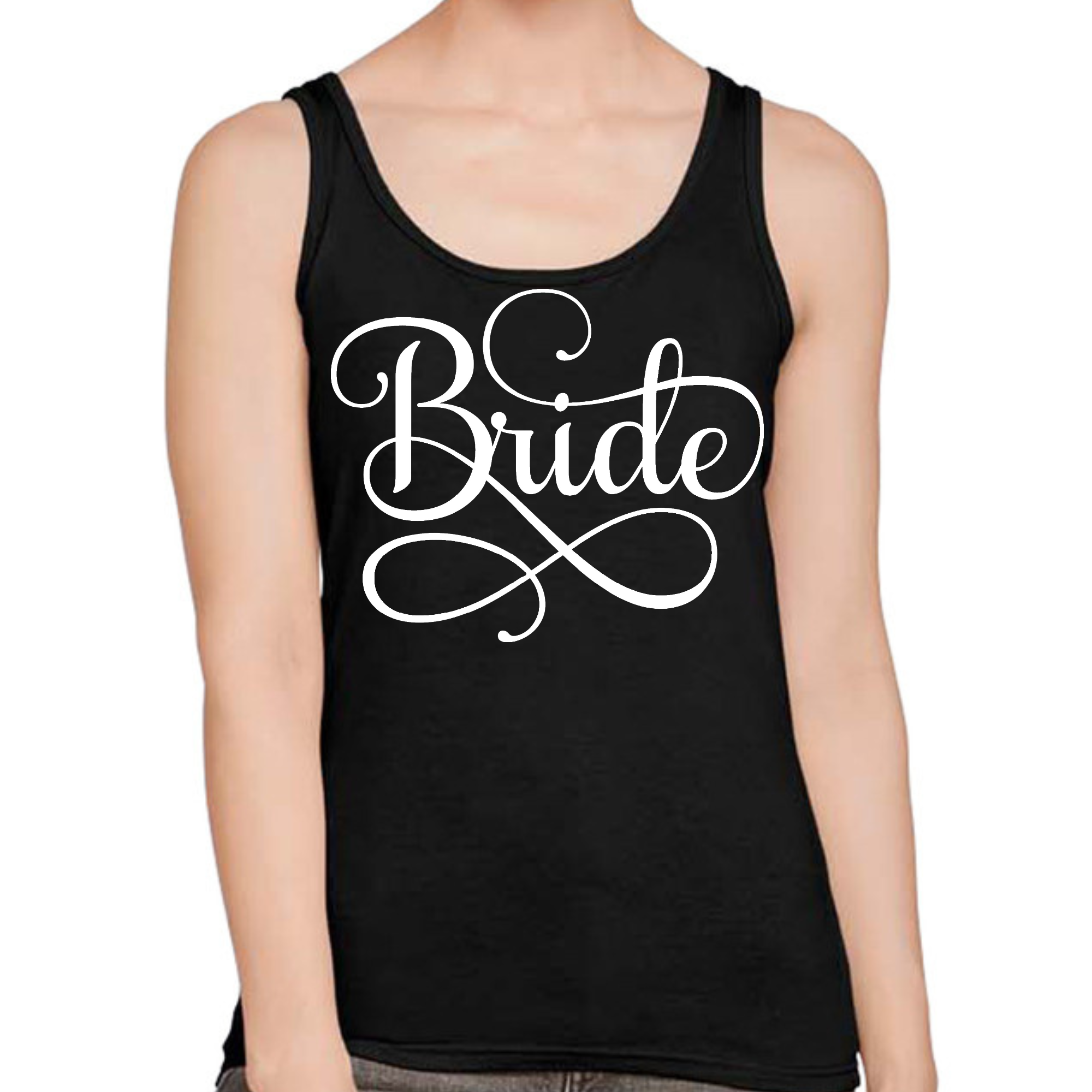 A stylish Women's Fitness Tank Top featuring a graphic design, made from soft cotton material, perfect for brides and bridal parties.