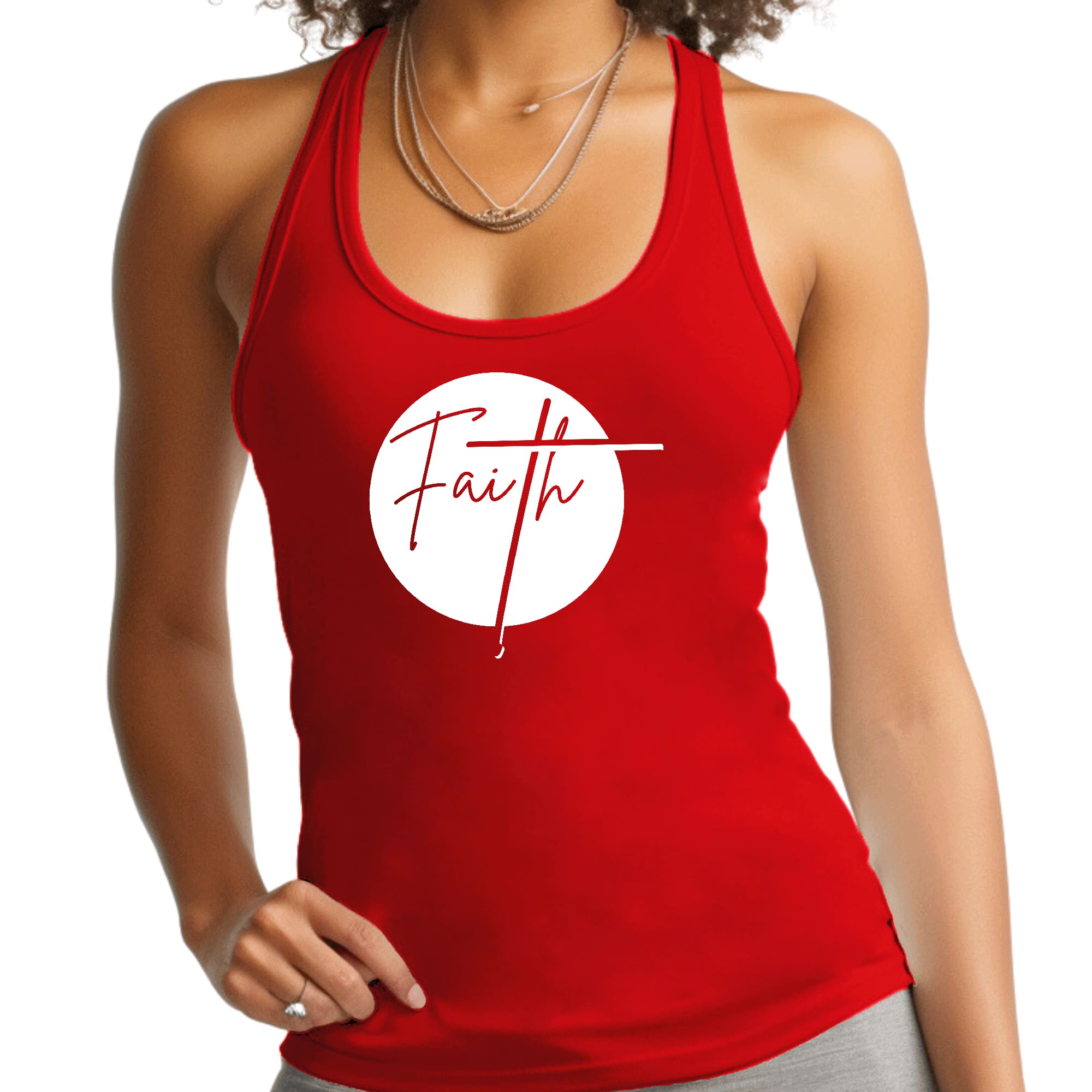 Women's Fitness Tank Top Graphic T-shirt Faith in soft cotton with stylish graphic design, perfect for workouts and casual wear.