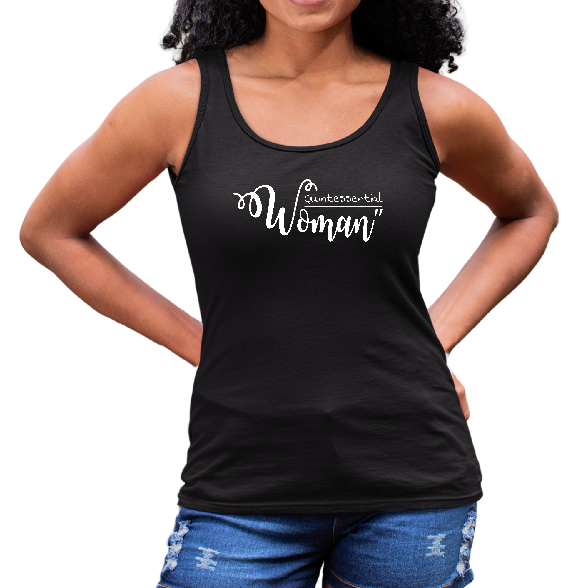 A stylish Women's Fitness Tank Top featuring an inspirational affirmation, made from soft preshrunk cotton, perfect for workouts and casual wear.