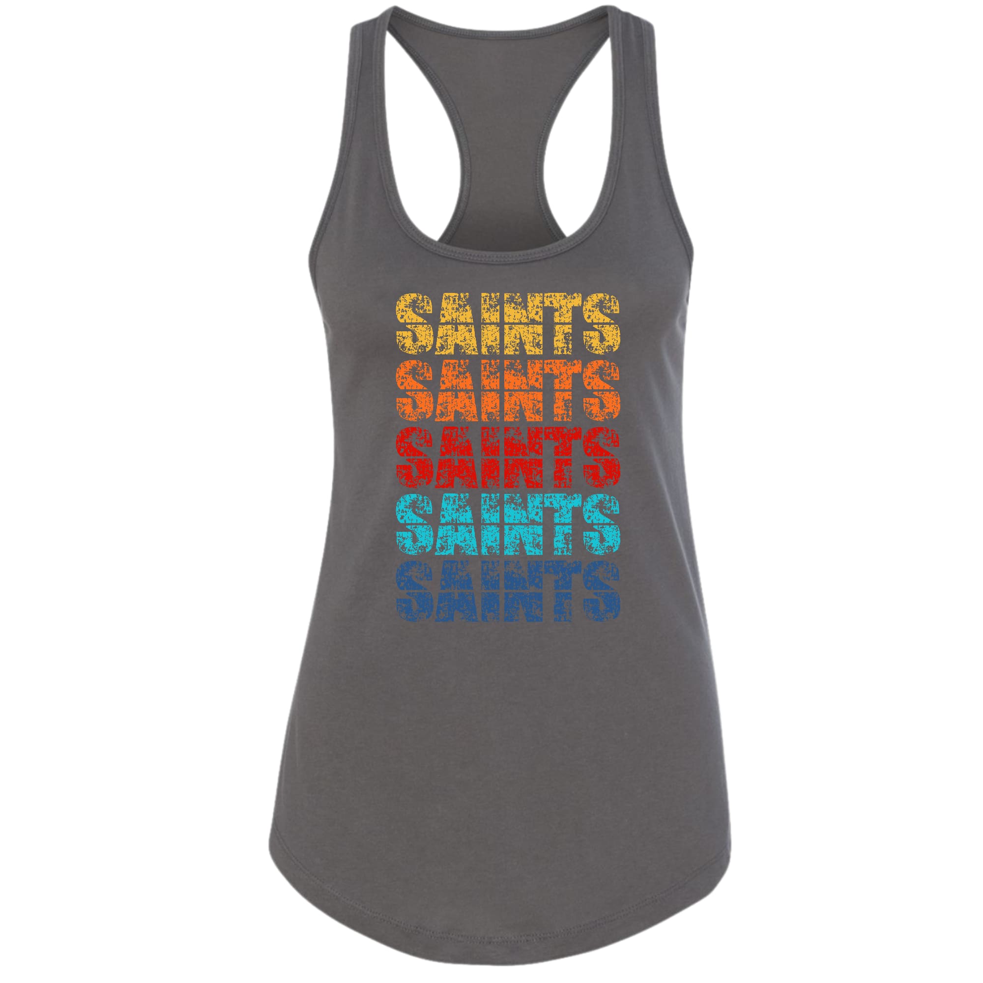 Women's Fitness Tank Top featuring Saints Colorful Art design, made from soft preshrunk cotton for comfort and durability.