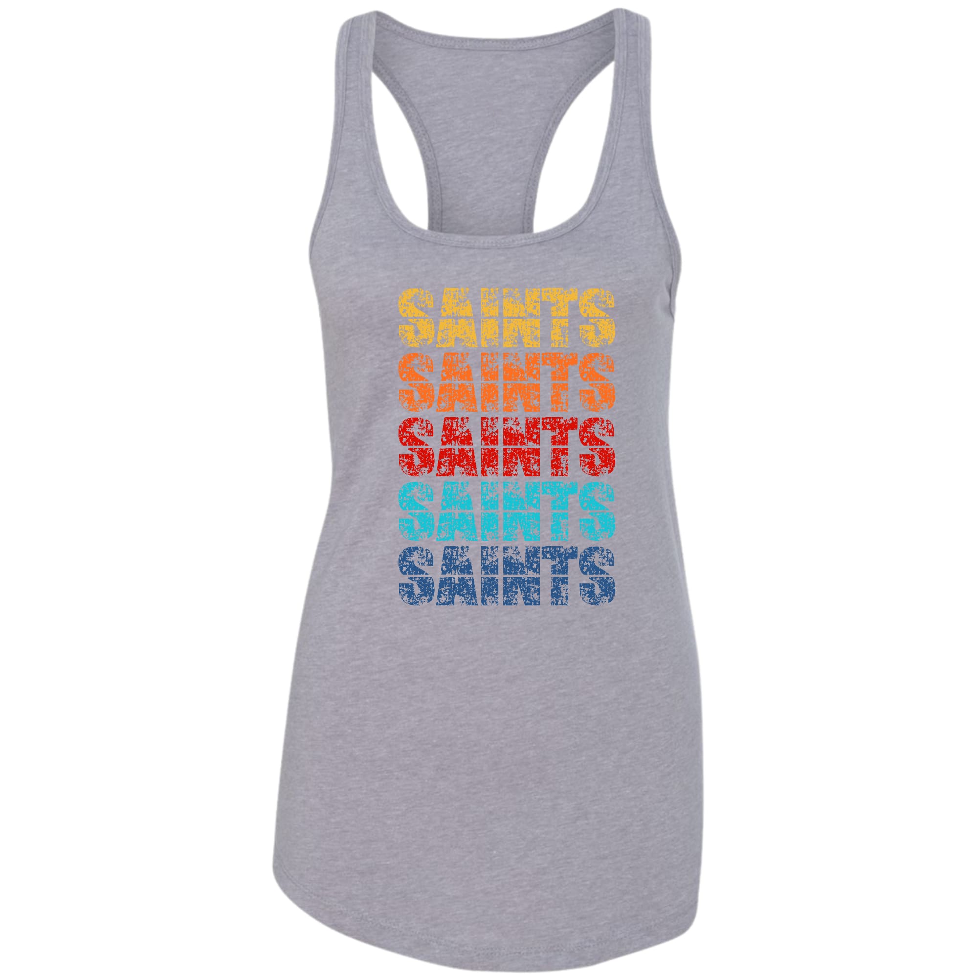 Women's Fitness Tank Top featuring Saints Colorful Art design, made from soft preshrunk cotton for comfort and durability.