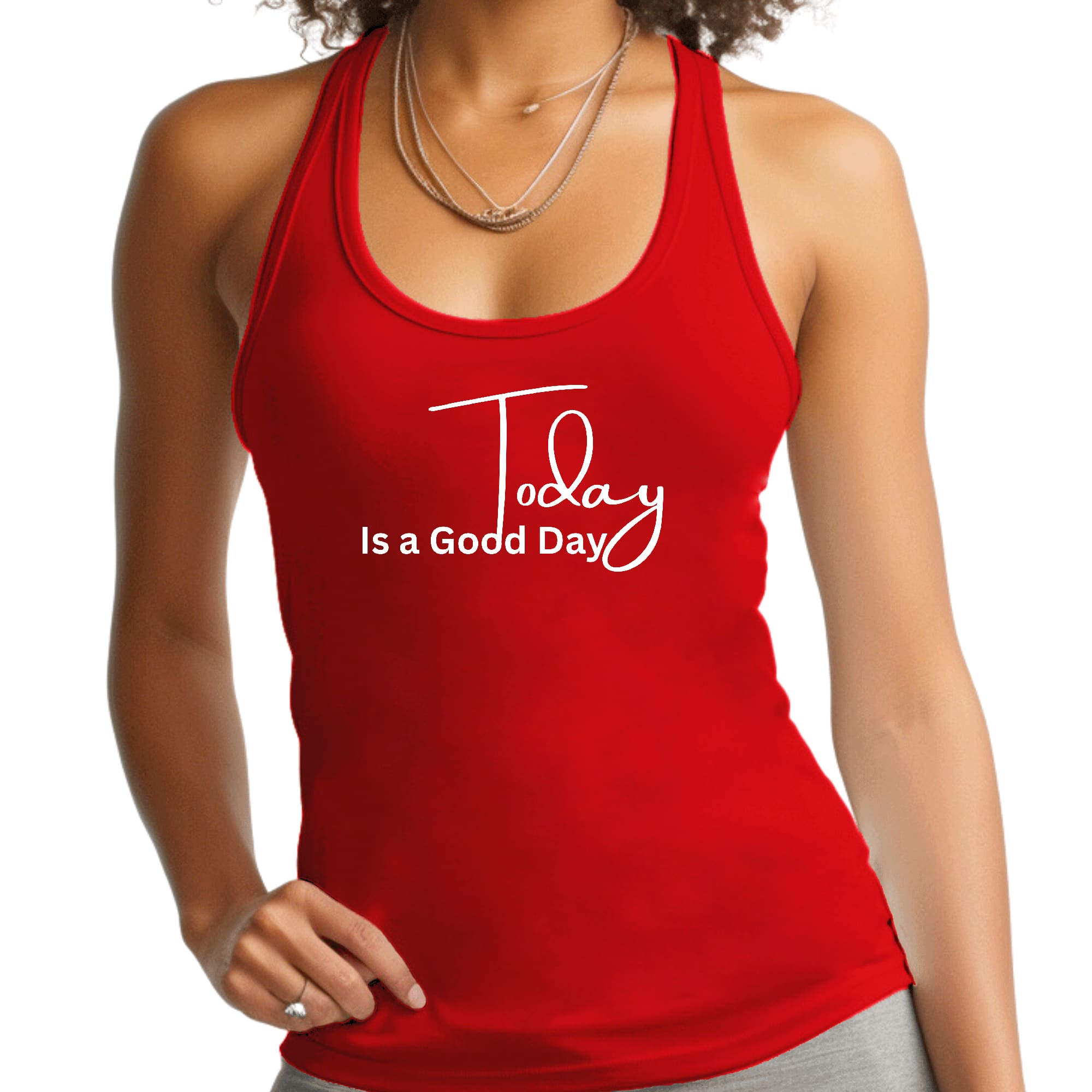 Women's Fitness Tank Top in soft preshrunk cotton featuring 'Today is a Good Day' graphic, perfect for workouts and casual wear.