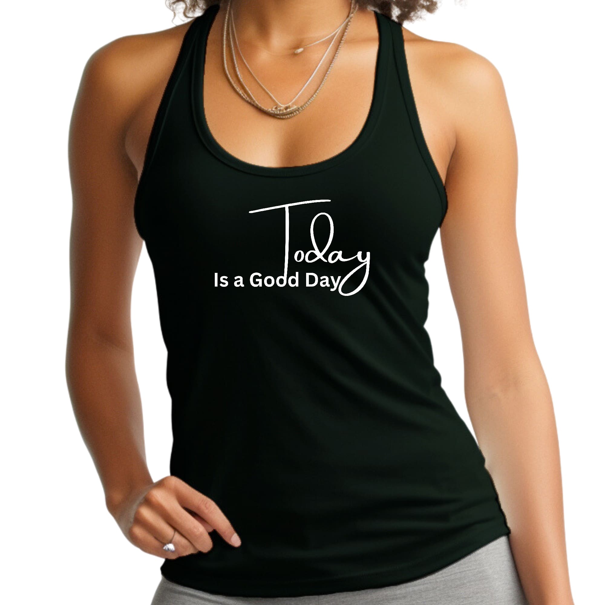 Women's Fitness Tank Top in soft preshrunk cotton featuring 'Today is a Good Day' graphic, perfect for workouts and casual wear.