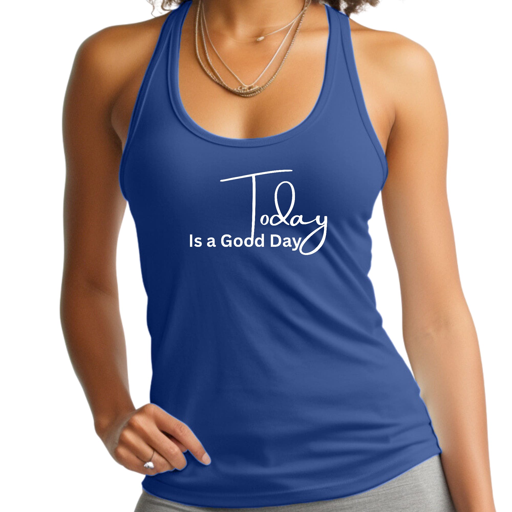 Women's Fitness Tank Top in soft preshrunk cotton featuring 'Today is a Good Day' graphic, perfect for workouts and casual wear.