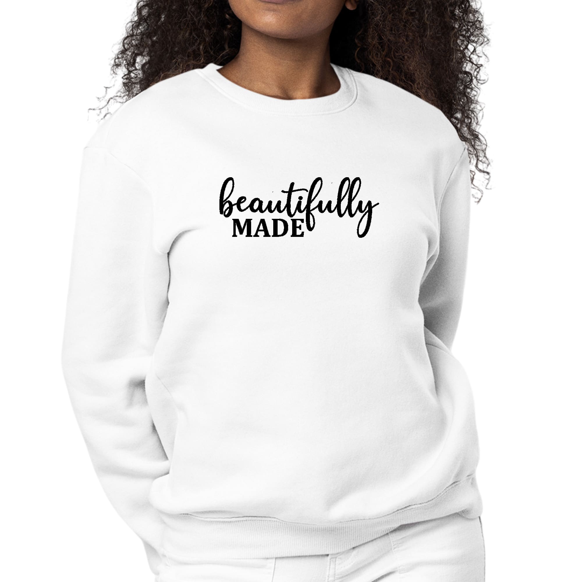 Women's Graphic Sweatshirt featuring inspiring affirmations, long sleeves, and a comfortable crewneck design, perfect for casual wear.