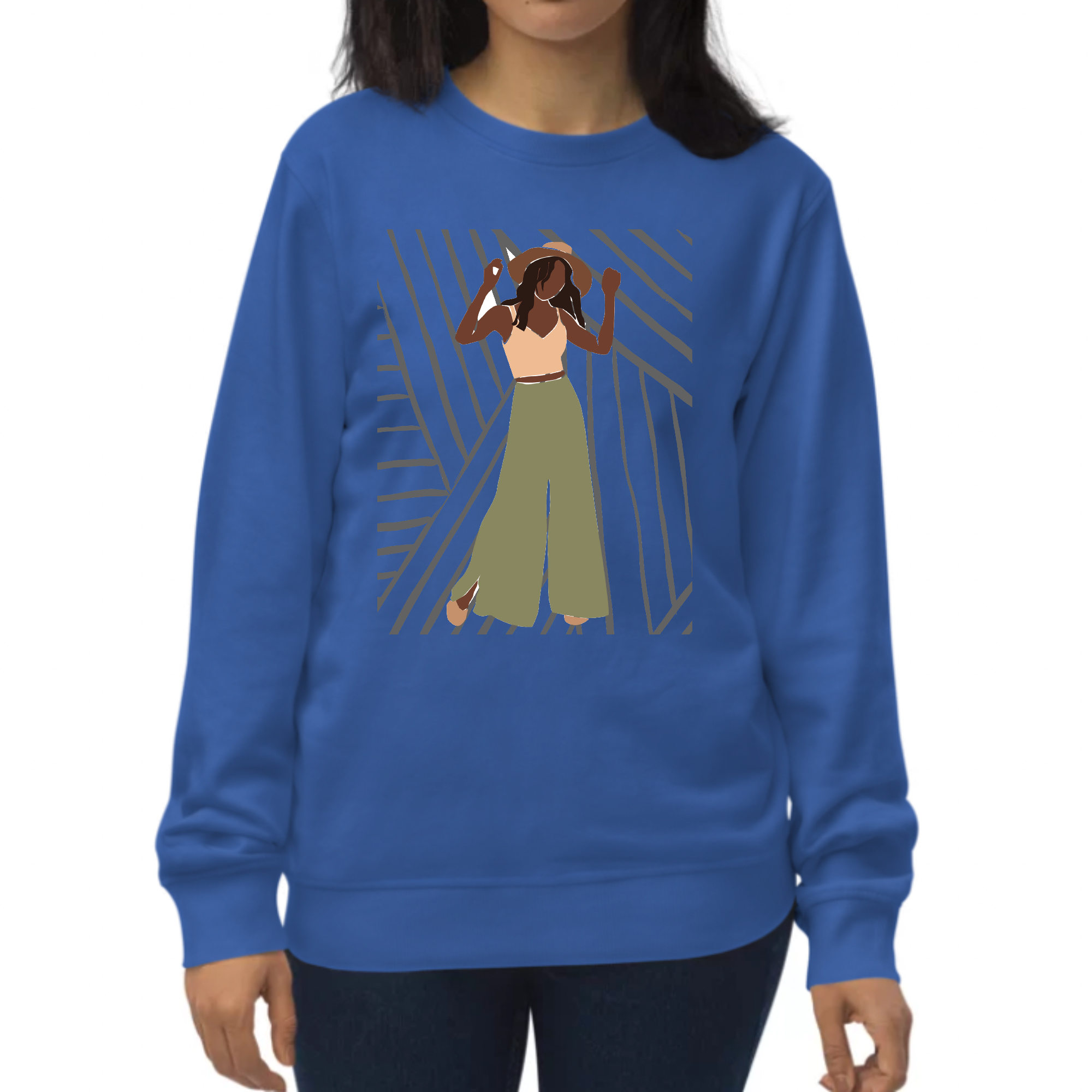 Women's graphic sweatshirt with the phrase 'Say it Soul, it's Her Groove Thing', showcasing a stylish design and comfortable fit.