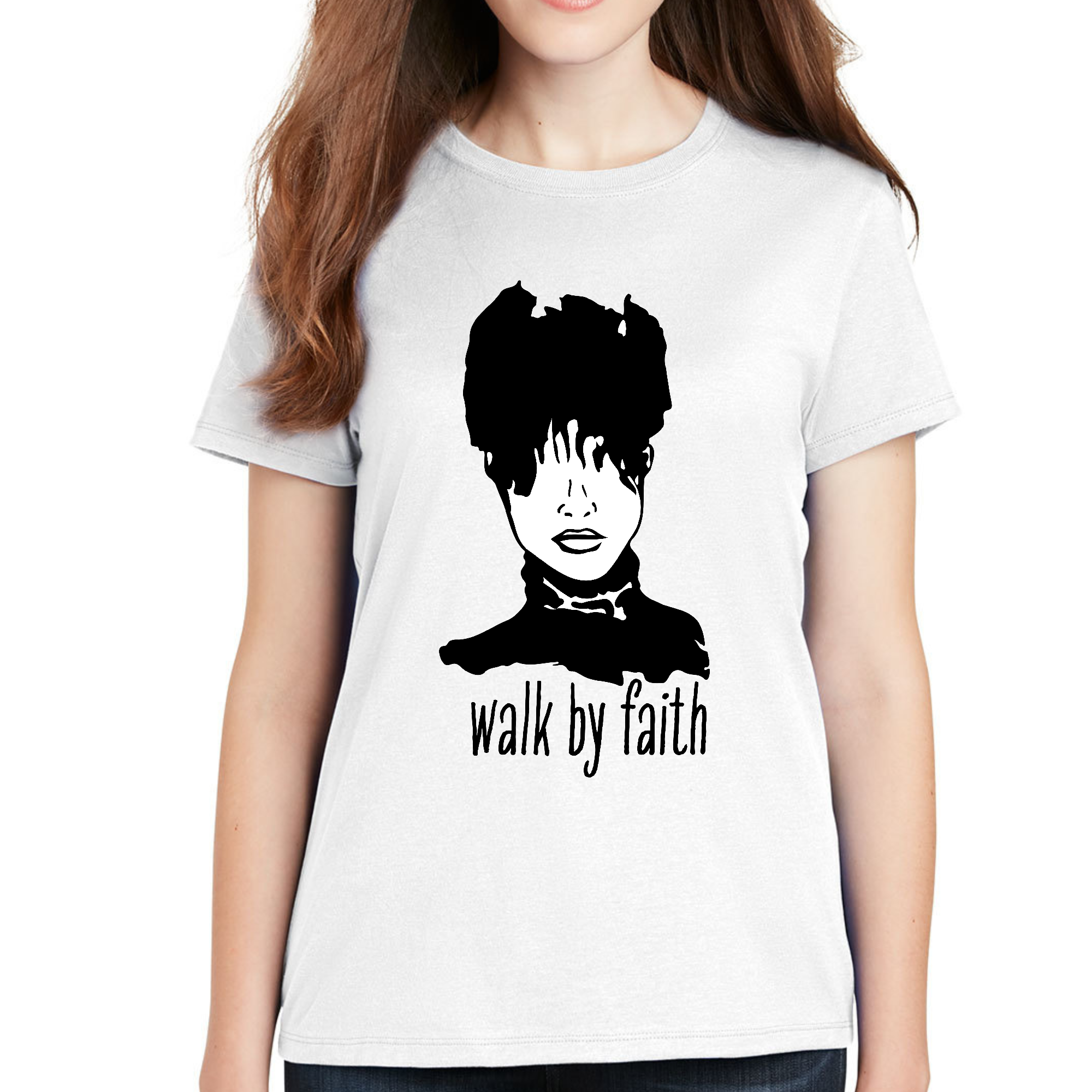 Women's Graphic T-shirt featuring 'Say it Soul, Walk by Faith' design, made from soft cotton with a comfortable fit.