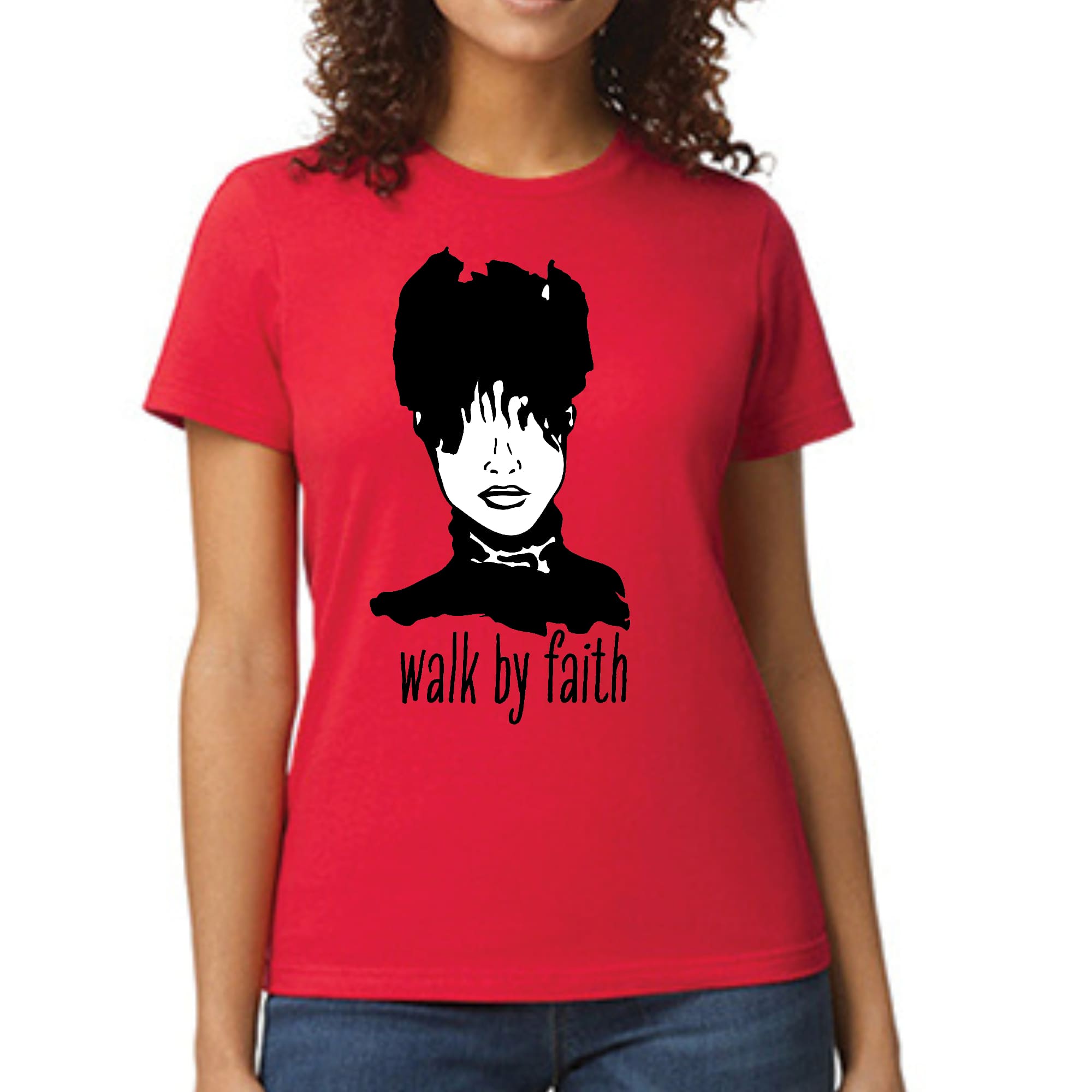 Women's Graphic T-shirt featuring 'Say it Soul, Walk by Faith' design, made from soft cotton with a comfortable fit.