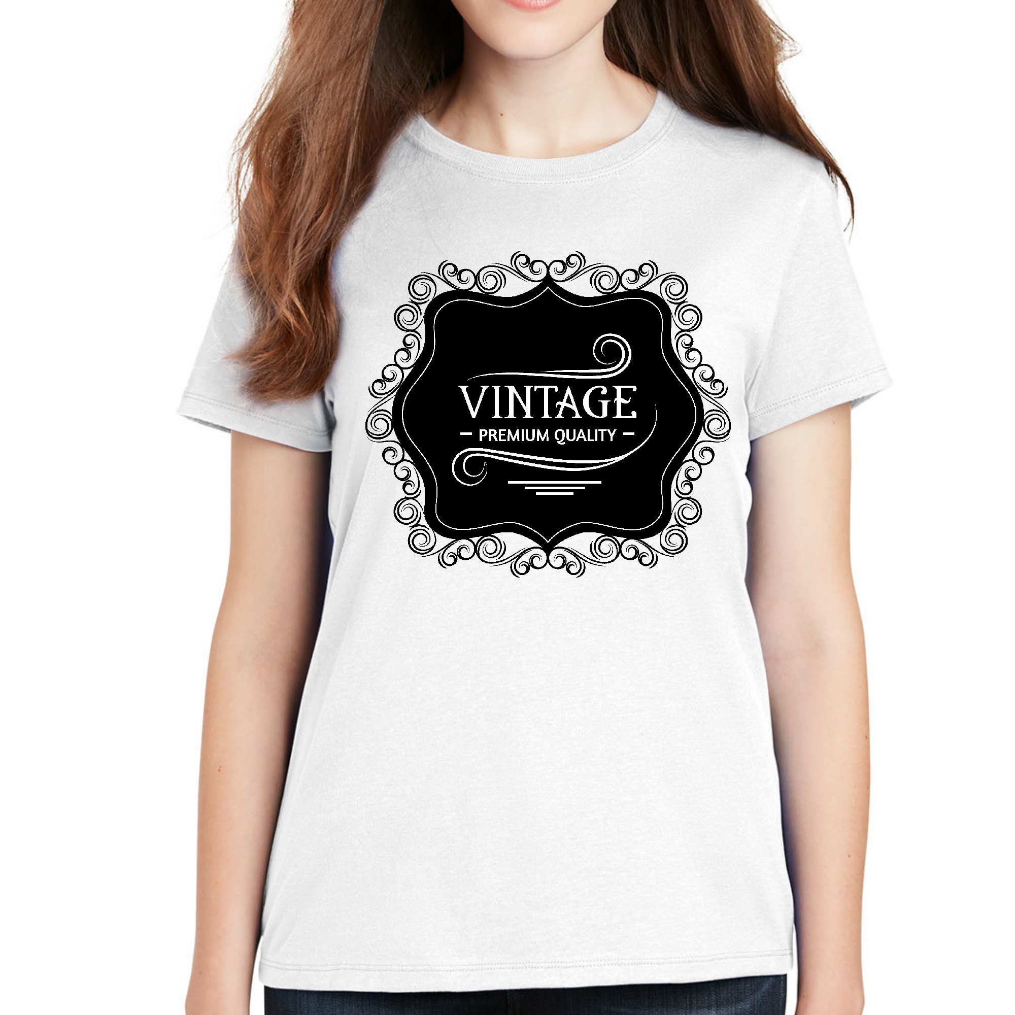 A stylish Women's Graphic T-shirt in black and white featuring a vintage design, made from soft cotton material, perfect for casual wear.