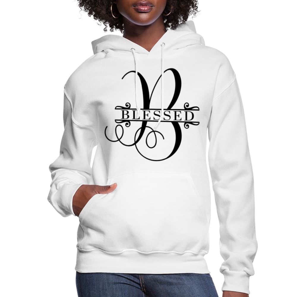 A stylish Blessed Women's Hoodie featuring a plush interior, adjustable drawstring hood, and ribbed cuffs, perfect for casual wear.