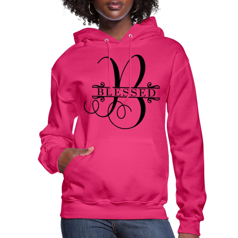 A stylish Blessed Women's Hoodie featuring a plush interior, adjustable drawstring hood, and ribbed cuffs, perfect for casual wear.