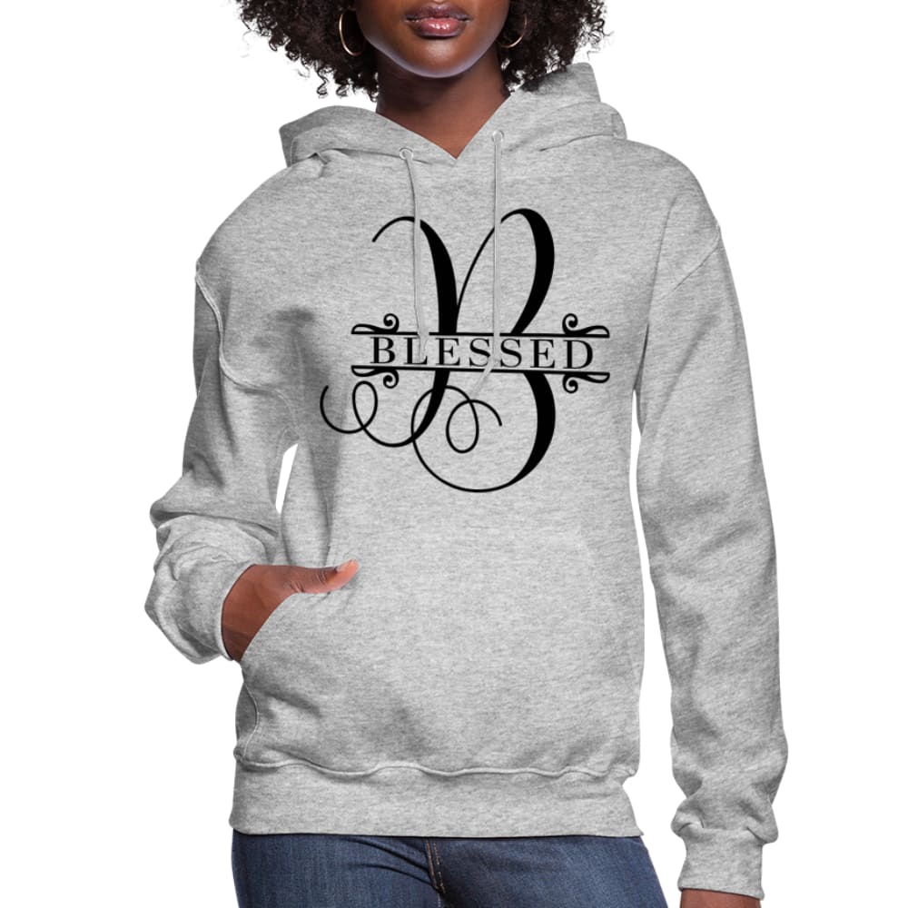 A stylish Blessed Women's Hoodie featuring a plush interior, adjustable drawstring hood, and ribbed cuffs, perfect for casual wear.