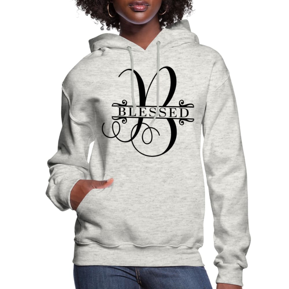 A stylish Blessed Women's Hoodie featuring a plush interior, adjustable drawstring hood, and ribbed cuffs, perfect for casual wear.