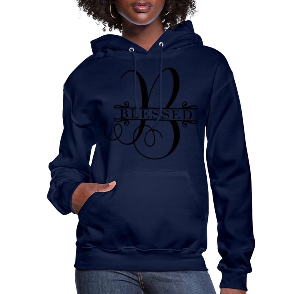 A stylish Blessed Women's Hoodie featuring a plush interior, adjustable drawstring hood, and ribbed cuffs, perfect for casual wear.