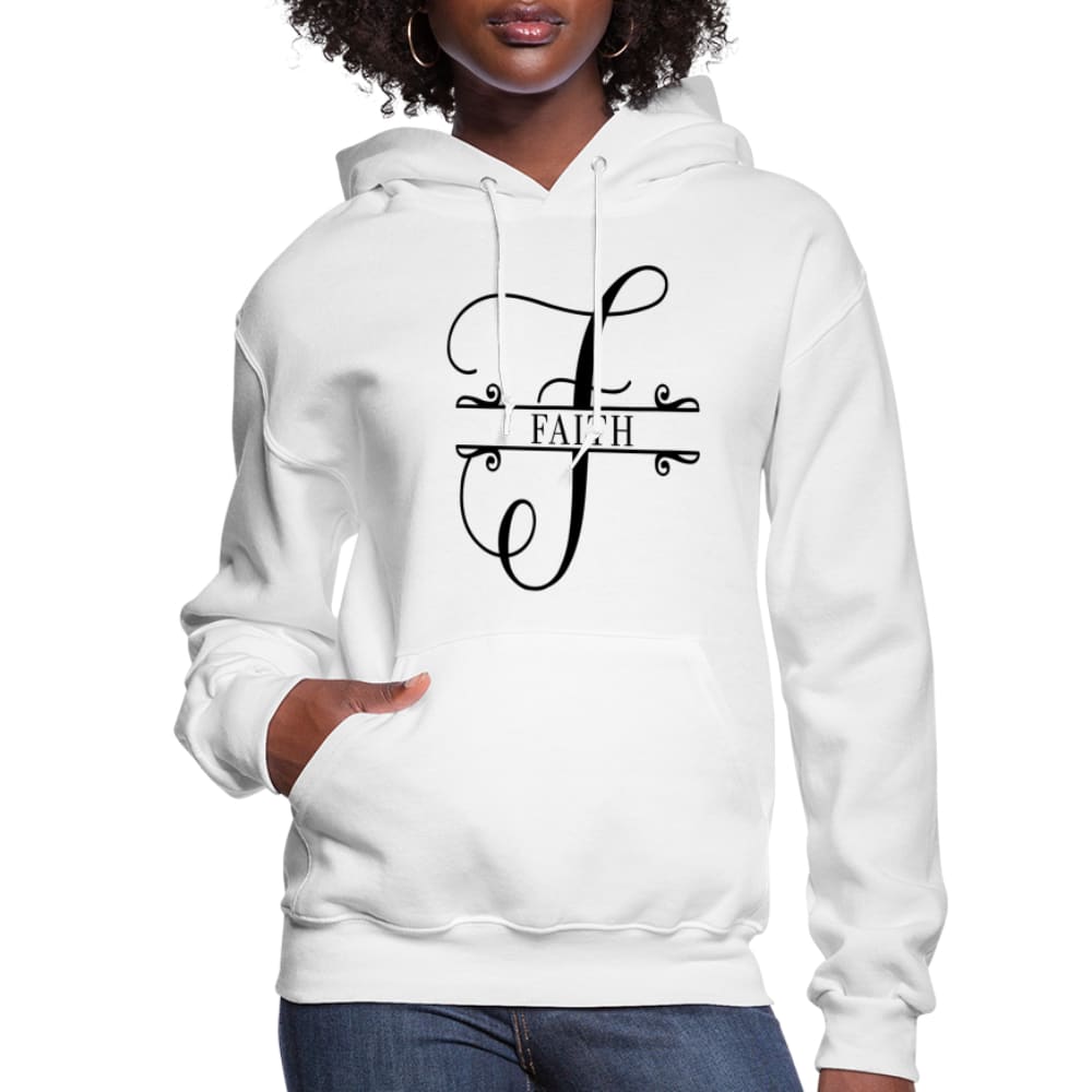 Women's Faith Hoodie in soft plush fabric with adjustable drawstring hood and ribbed cuffs, perfect for casual wear.