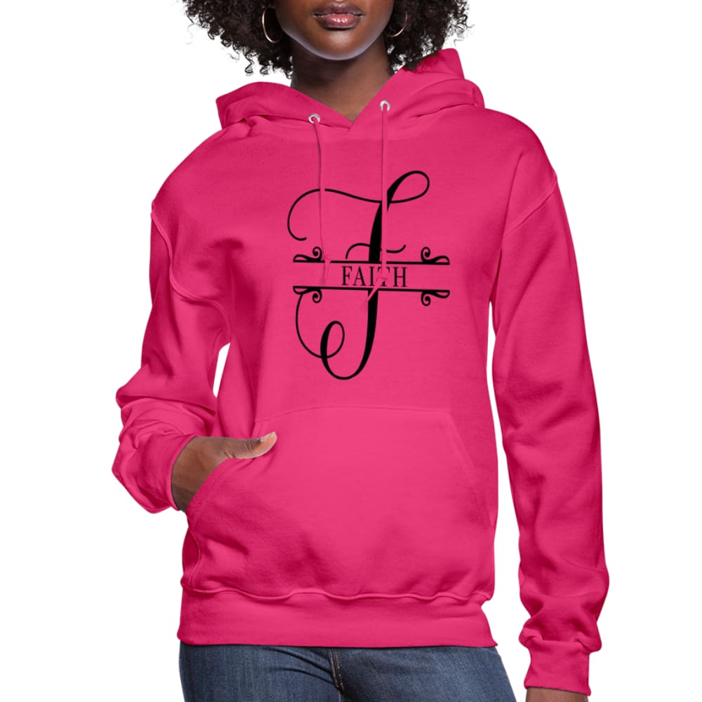 Women's Faith Hoodie in soft plush fabric with adjustable drawstring hood and ribbed cuffs, perfect for casual wear.