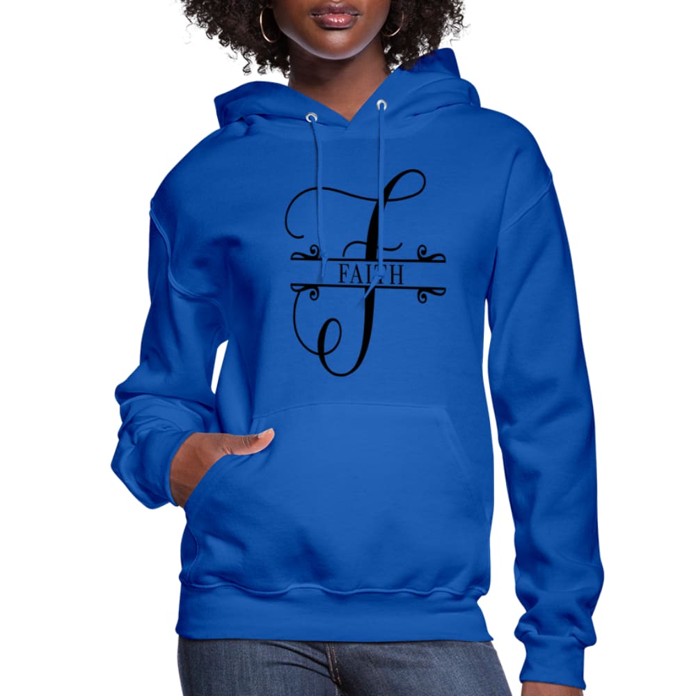 Women's Faith Hoodie in soft plush fabric with adjustable drawstring hood and ribbed cuffs, perfect for casual wear.