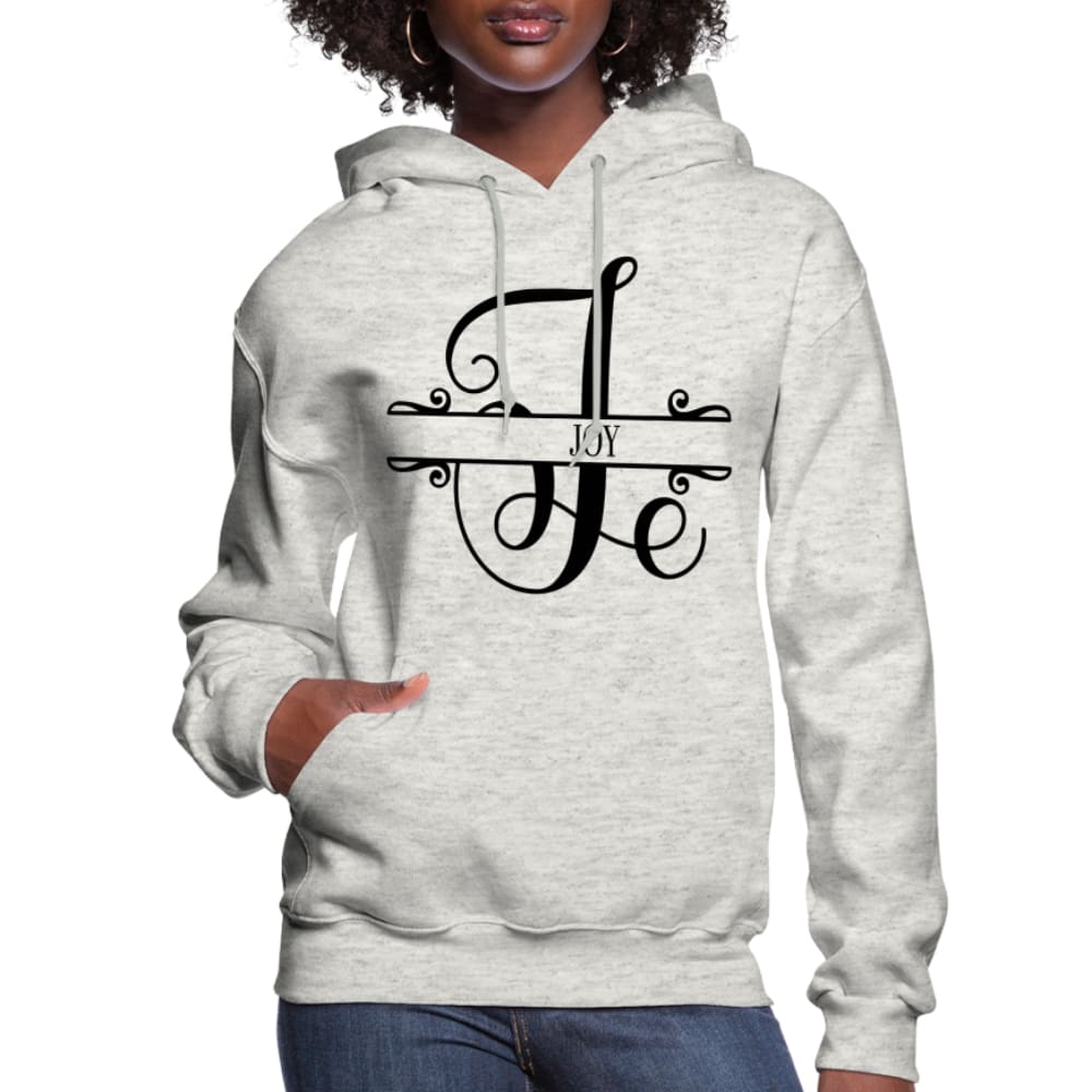 Womens Hoodie, Joy - a plush hooded sweatshirt in a stylish design, featuring an adjustable drawstring hood and ribbed cuffs.