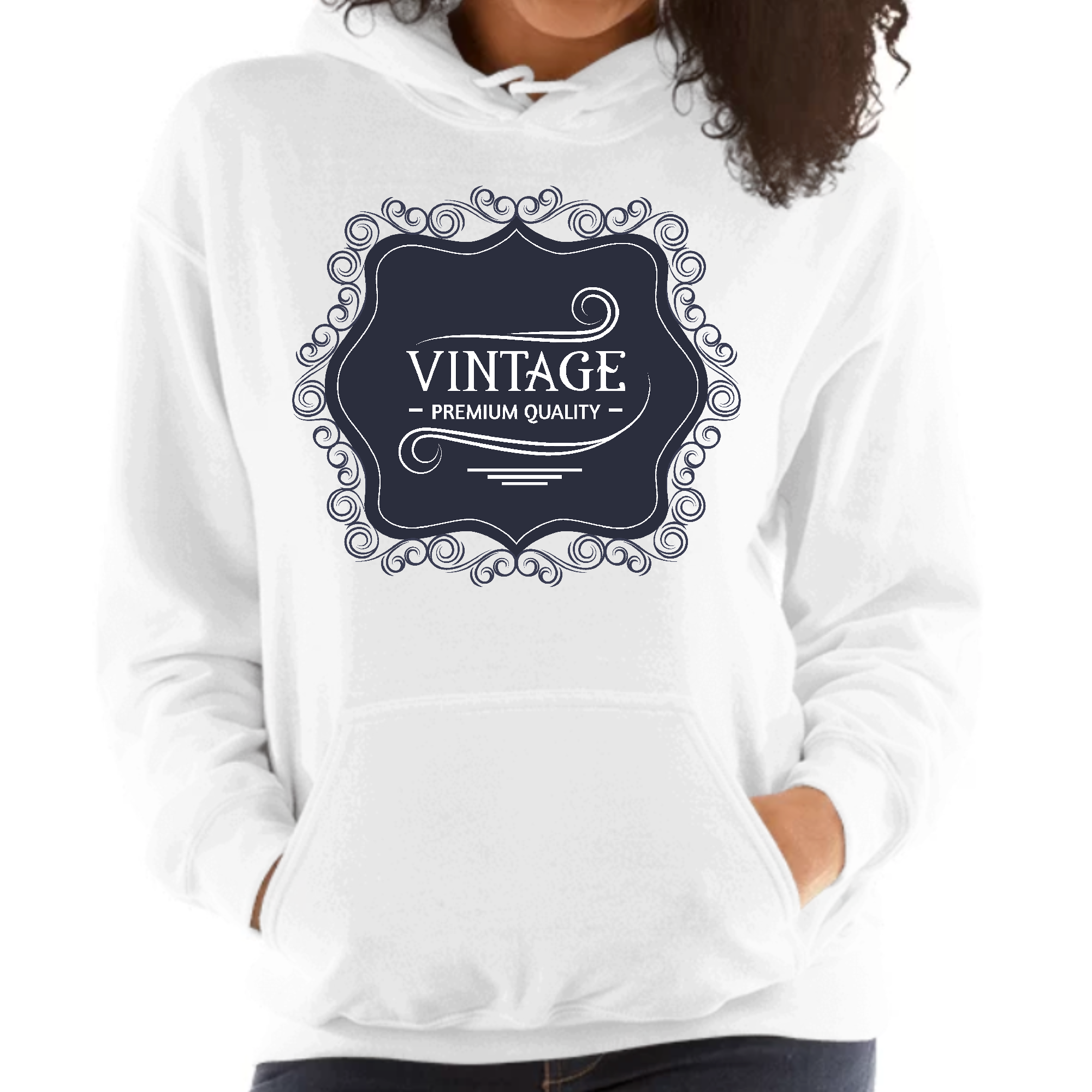 A stylish women's hoodie featuring a vintage black and white illustration, showcasing its soft fabric and unisex fit.