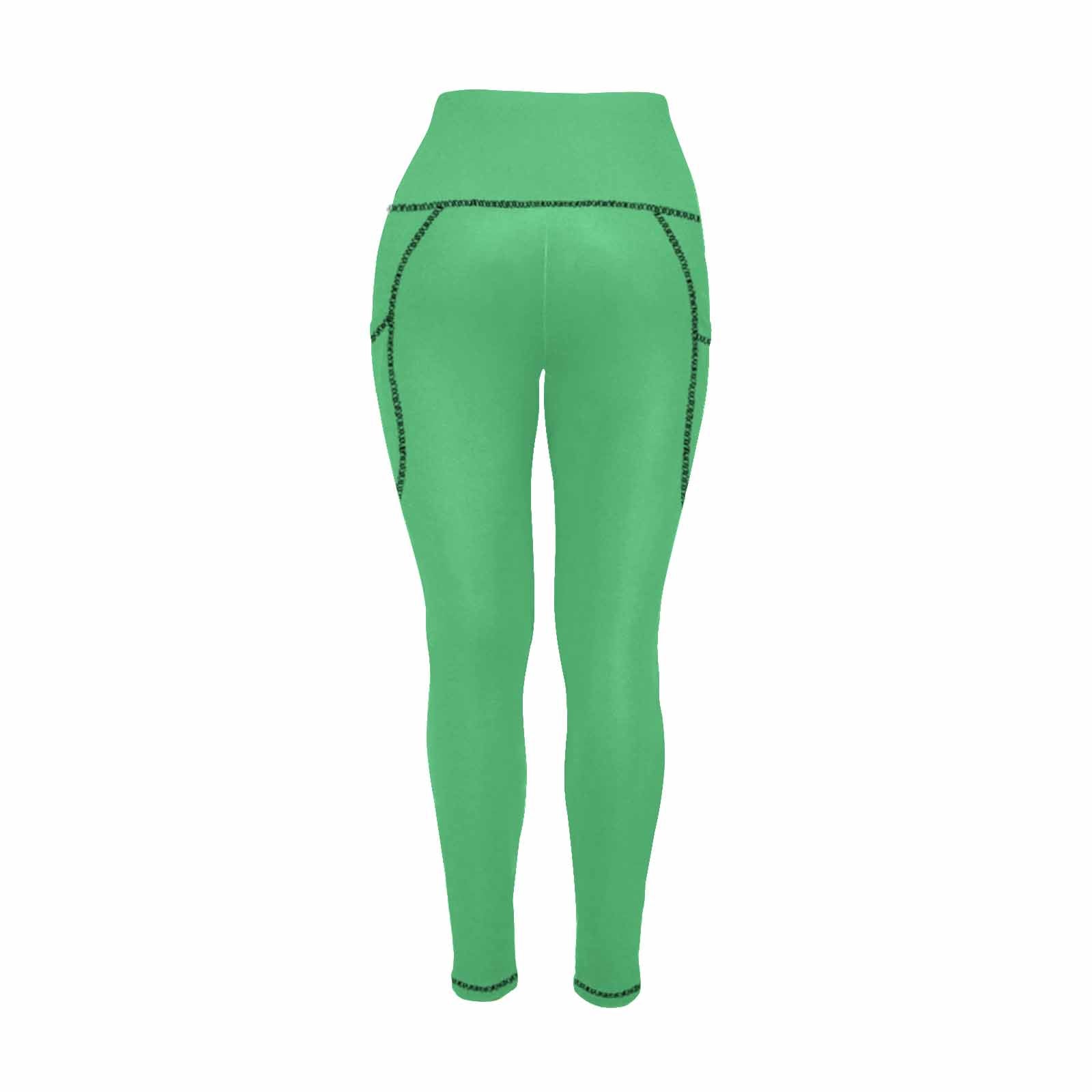 Emerald Green Women's Leggings with Pockets, showcasing lightweight fabric and stylish design.