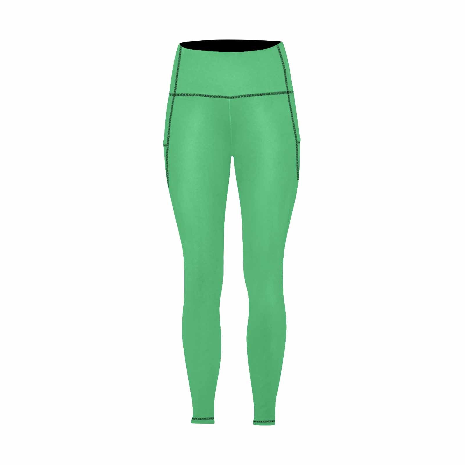 Emerald Green Women's Leggings with Pockets, showcasing lightweight fabric and stylish design.