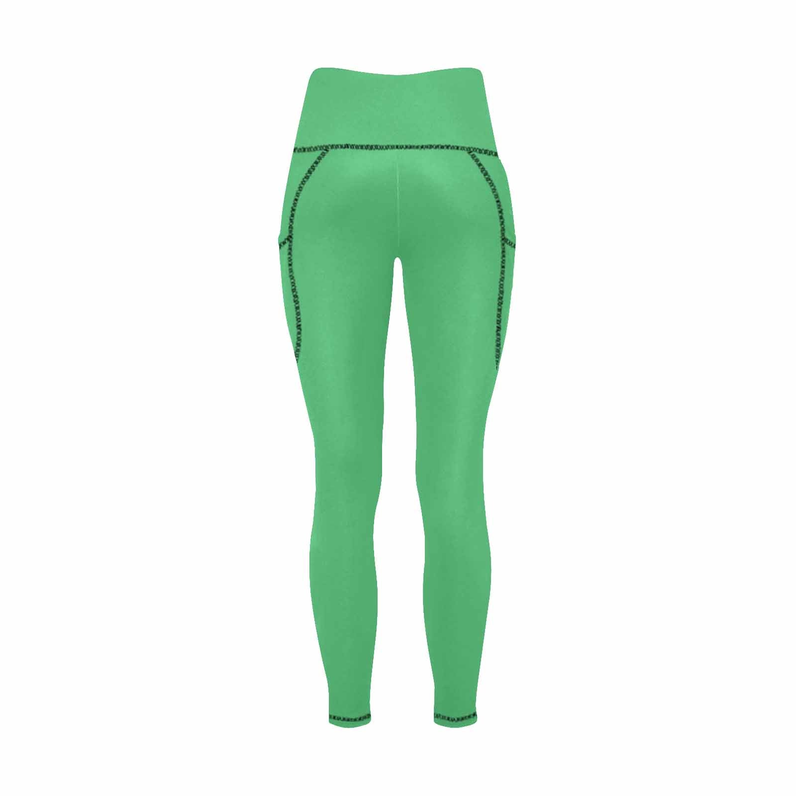 Emerald Green Women's Leggings with Pockets, showcasing lightweight fabric and stylish design.