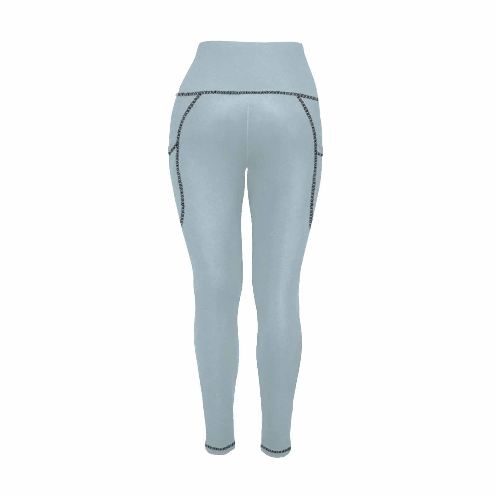 Pastel blue women's leggings with side pockets, designed for fitness and comfort.