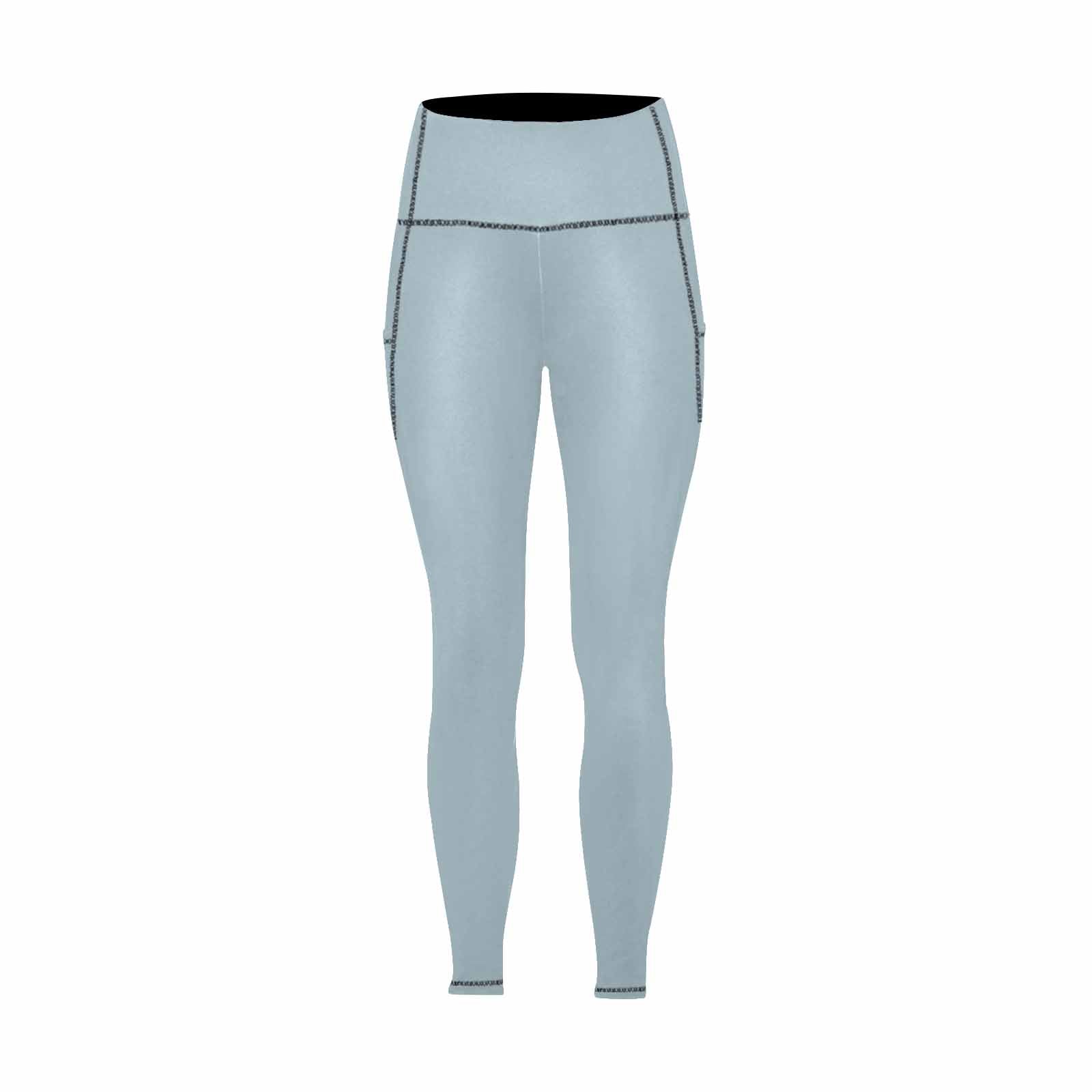 Pastel blue women's leggings with side pockets, designed for fitness and comfort.