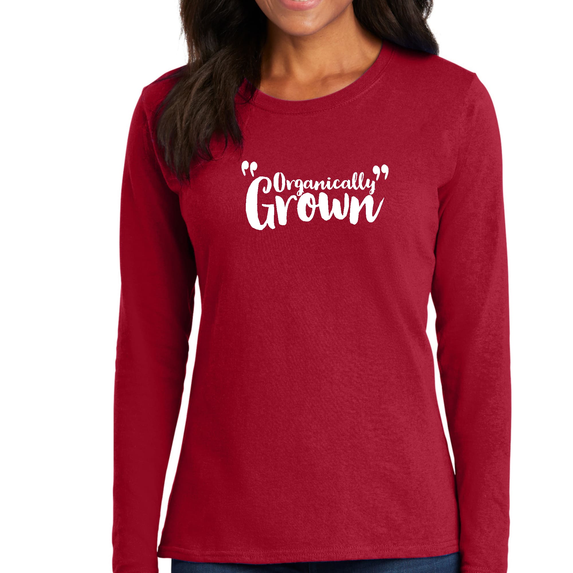 Women's Long Sleeve Graphic T-shirt featuring an inspiring affirmation design, made from soft preshrunk cotton for comfort and durability.