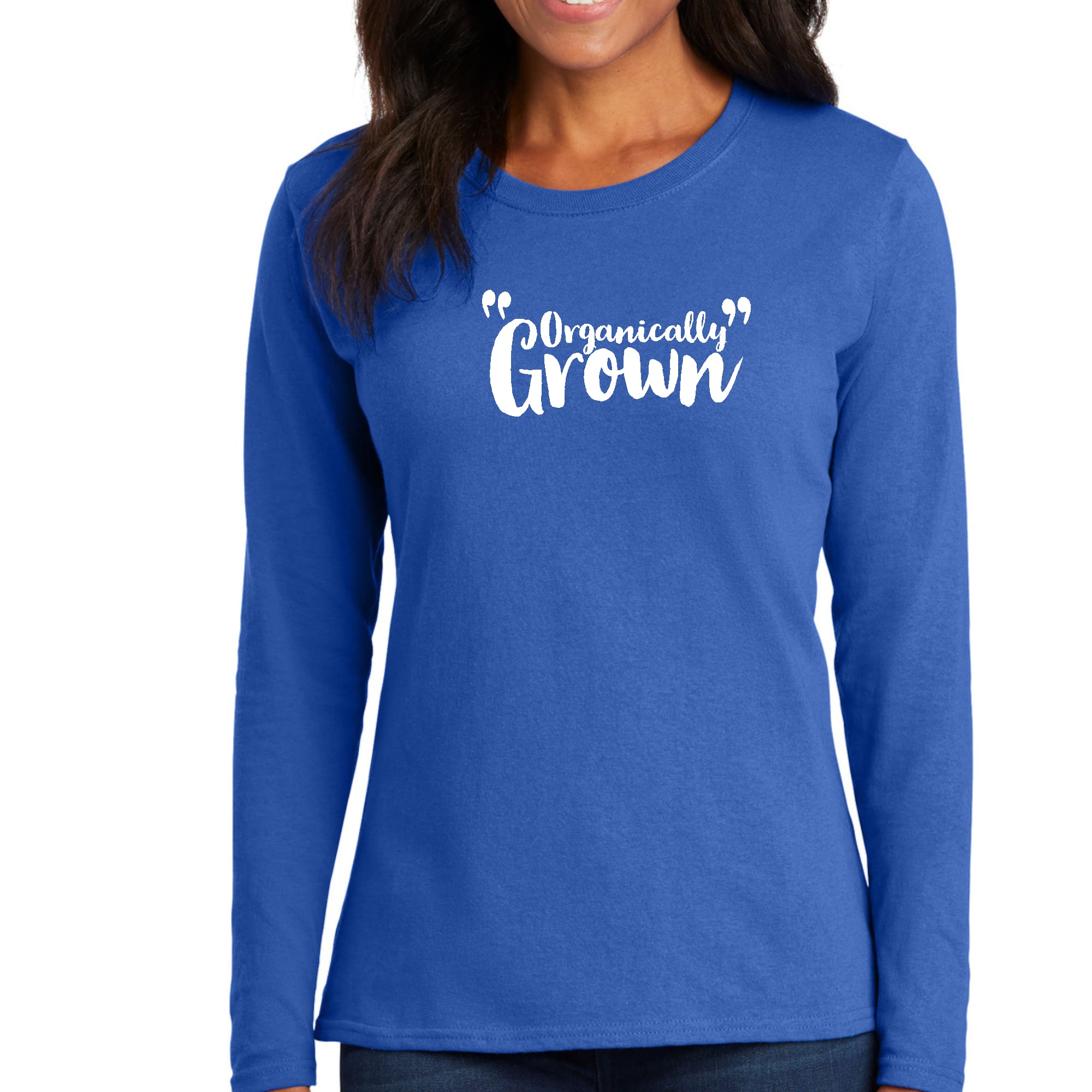 Women's Long Sleeve Graphic T-shirt featuring an inspiring affirmation design, made from soft preshrunk cotton for comfort and durability.