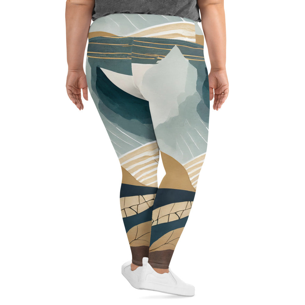 Womens Plus Size Fitness Leggings featuring a vibrant Boho Style Print, showcasing a comfortable high waistband and soft fabric.