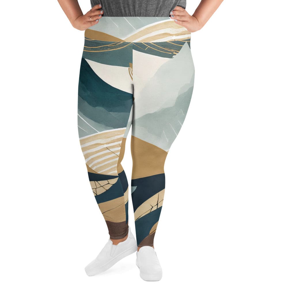 Womens Plus Size Fitness Leggings featuring a vibrant Boho Style Print, showcasing a comfortable high waistband and soft fabric.