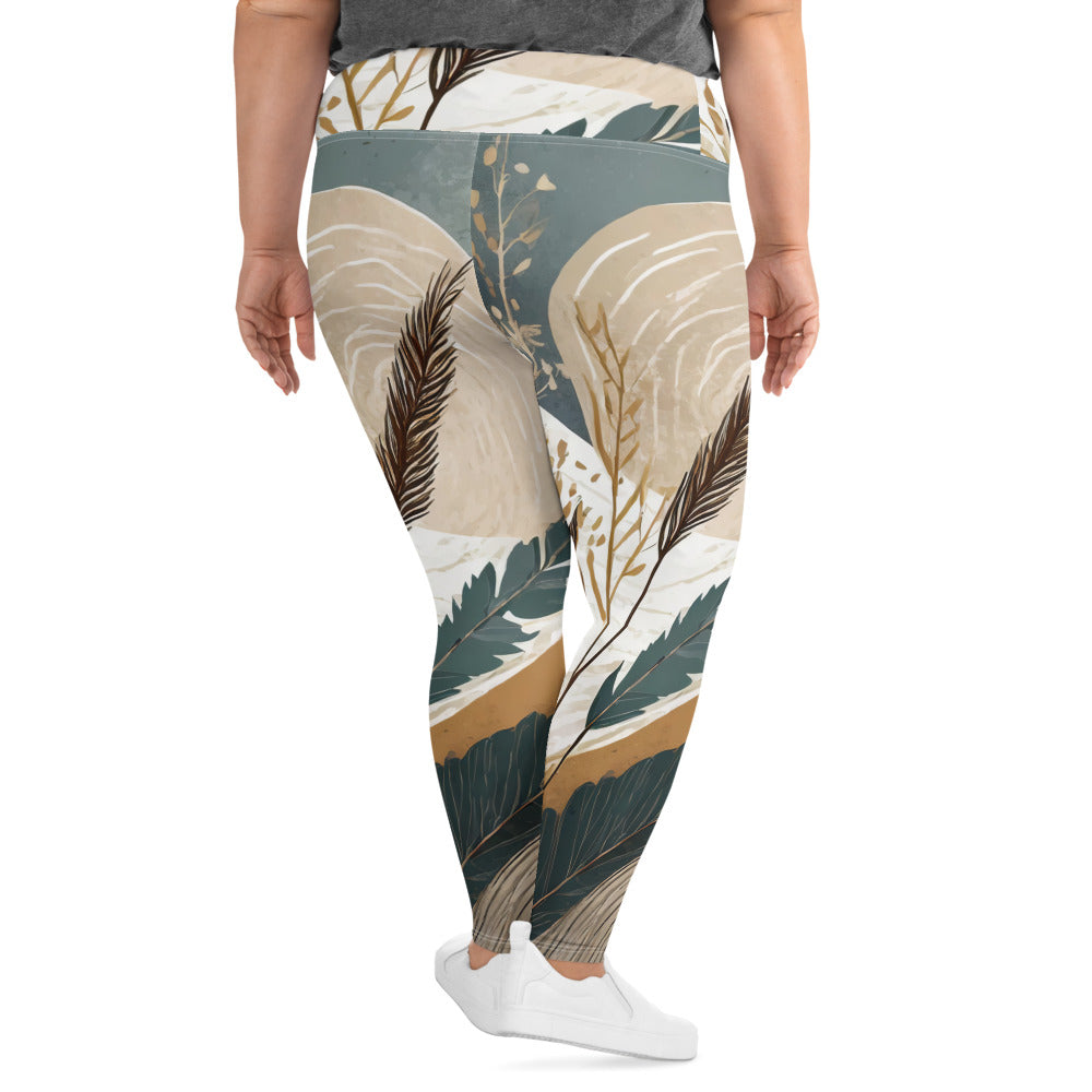 Womens Plus Size Fitness Leggings featuring a vibrant Boho style print, showcasing a comfortable high waistband and soft fabric.