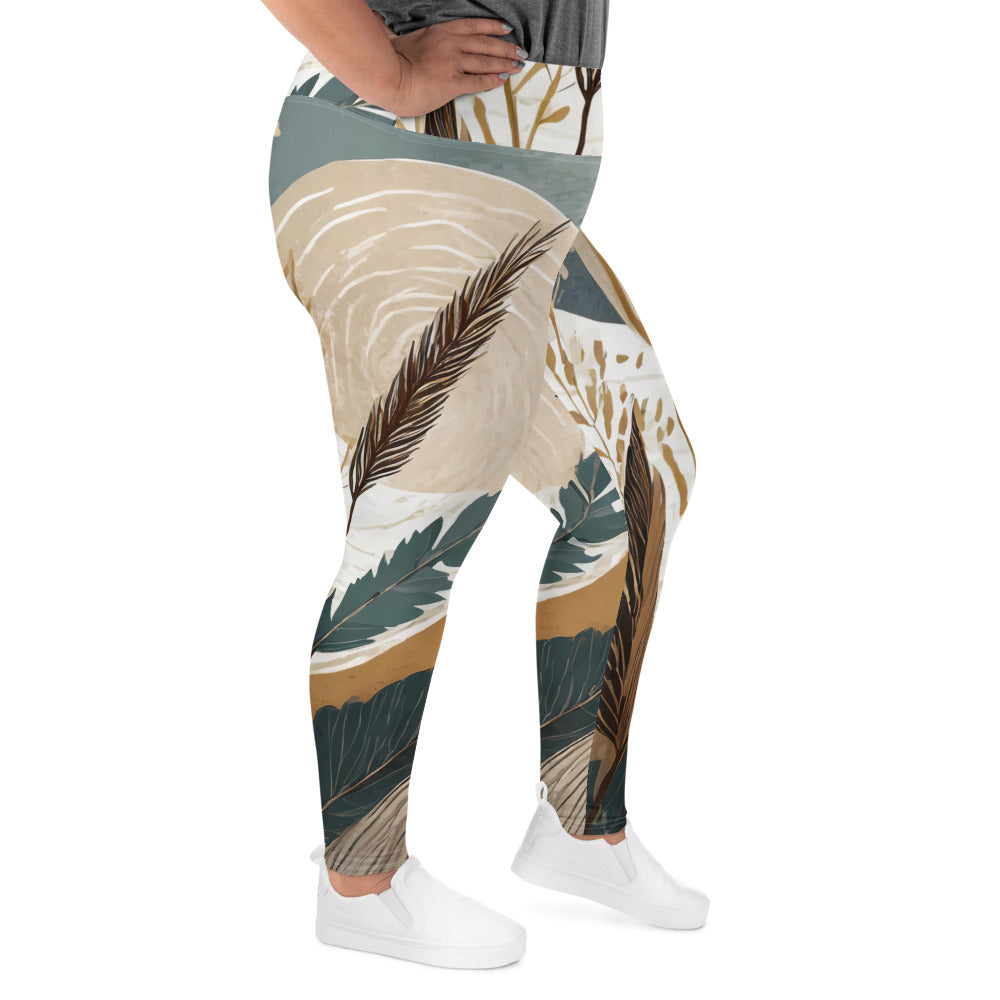 Womens Plus Size Fitness Leggings featuring a vibrant Boho style print, showcasing a comfortable high waistband and soft fabric.