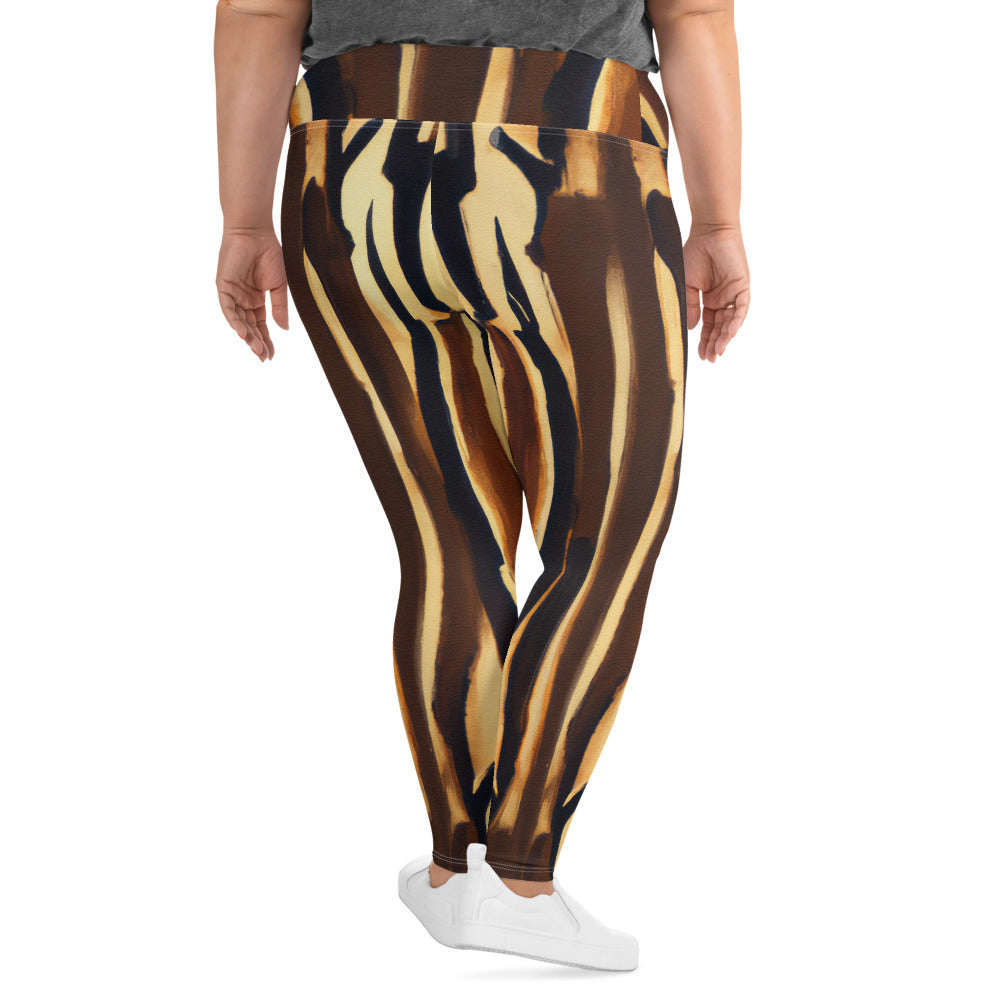 Womens Plus Size Fitness Leggings with Zorse Lines geometric print, showcasing a comfortable fit and high waistband.