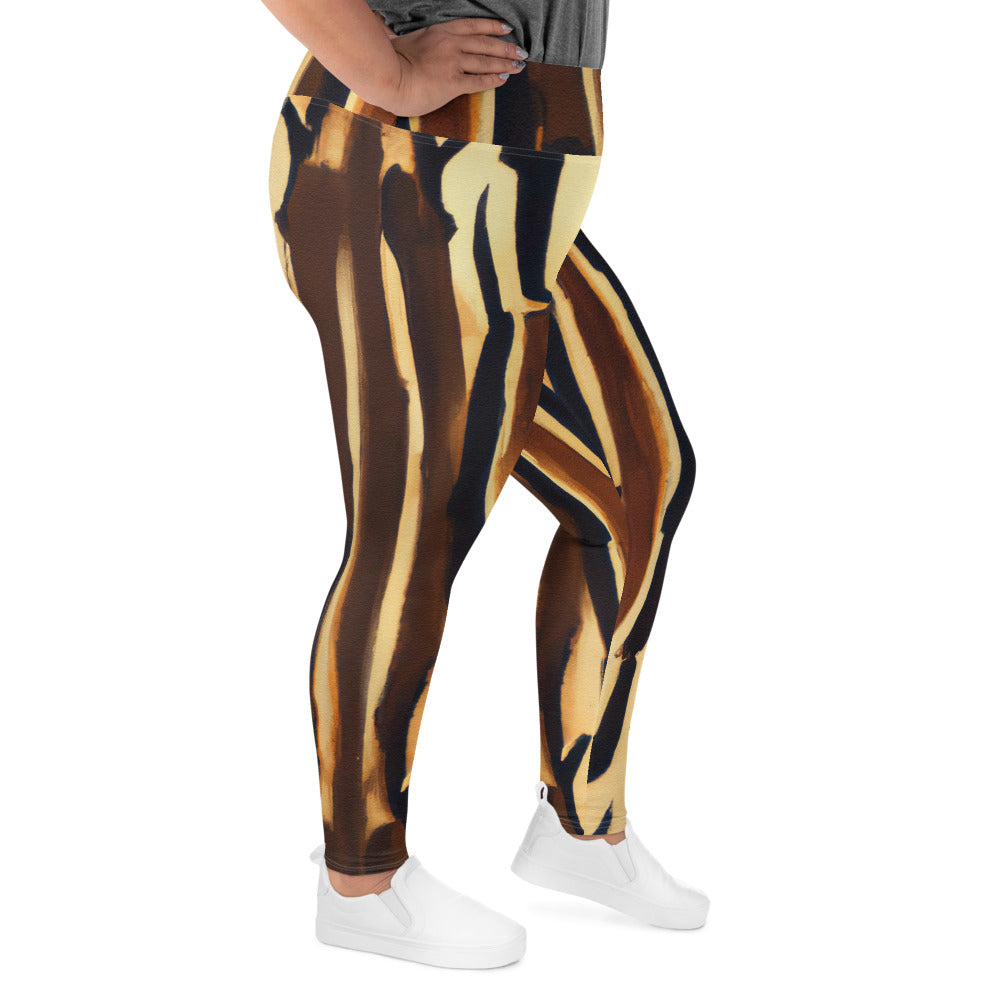 Womens Plus Size Fitness Leggings with Zorse Lines geometric print, showcasing a comfortable fit and high waistband.